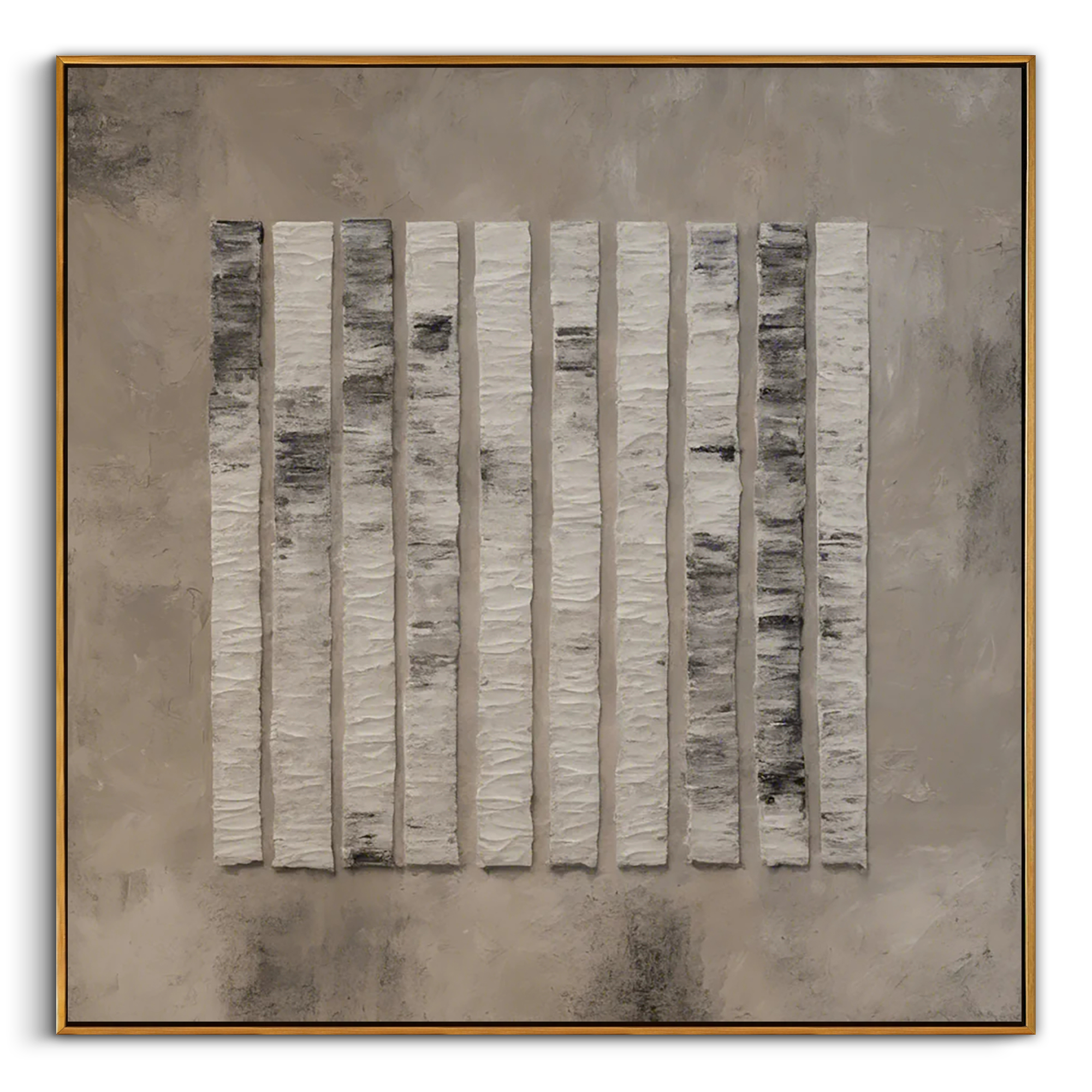 "The Rhythmic Forest" – Minimalist Vertical Heavy Impasto | 3D Hand-Sculpted Gray Relief | Luxury Industrial Abstract Wall Art #WS 230