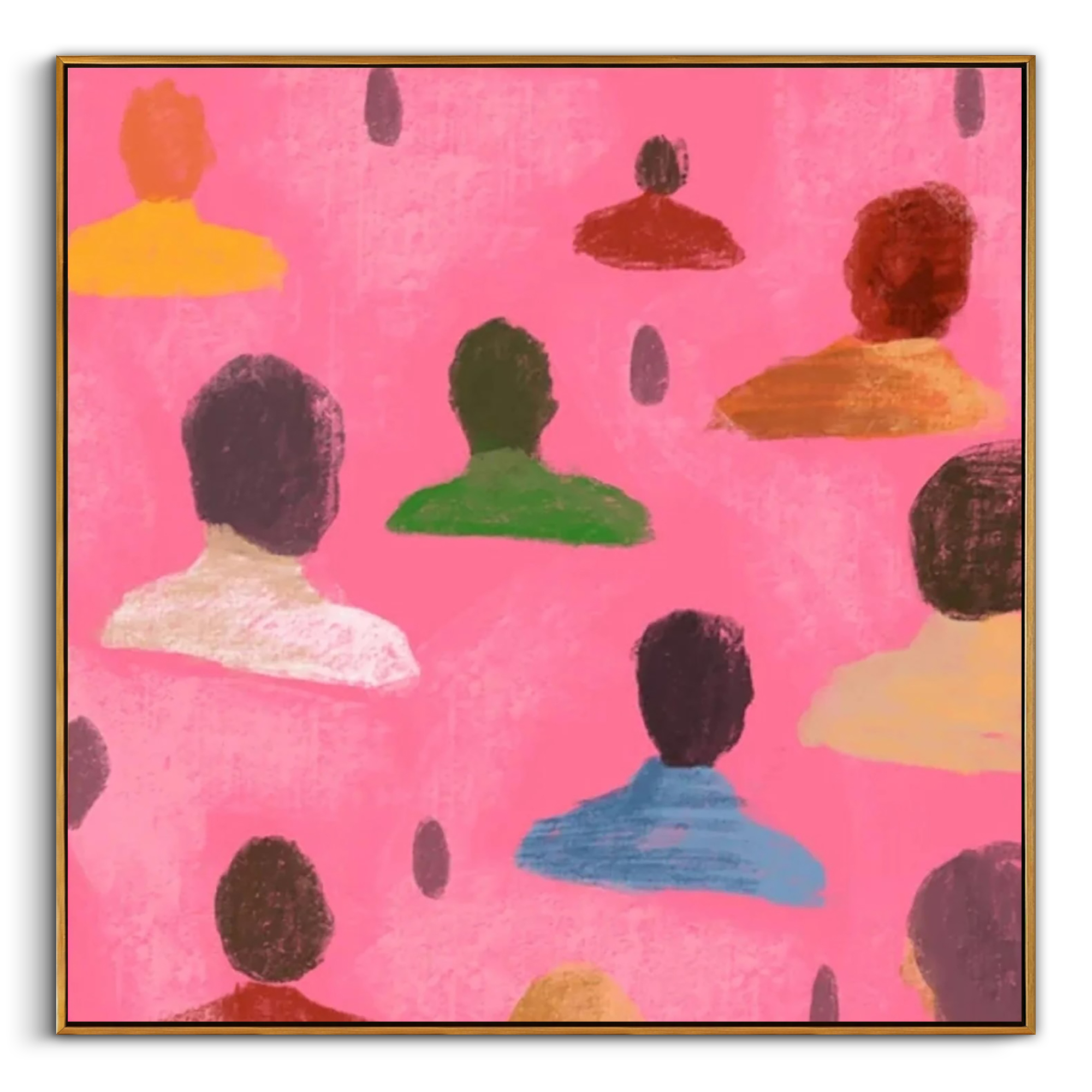 "The Pink Assembly" – Modern Pop Art Silhouette | Bold Dopamine Style Bubblegum Pink Wall Art #PE494