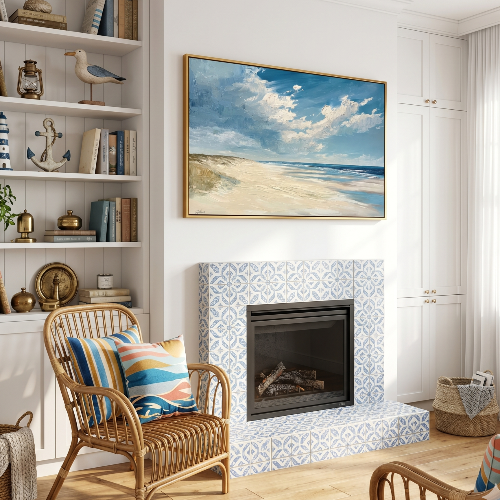 "Salty Horizon" – Panoramic Impressionist Coastal Oil Painting | Modern Minimalist Seascape Wall Art#LC109