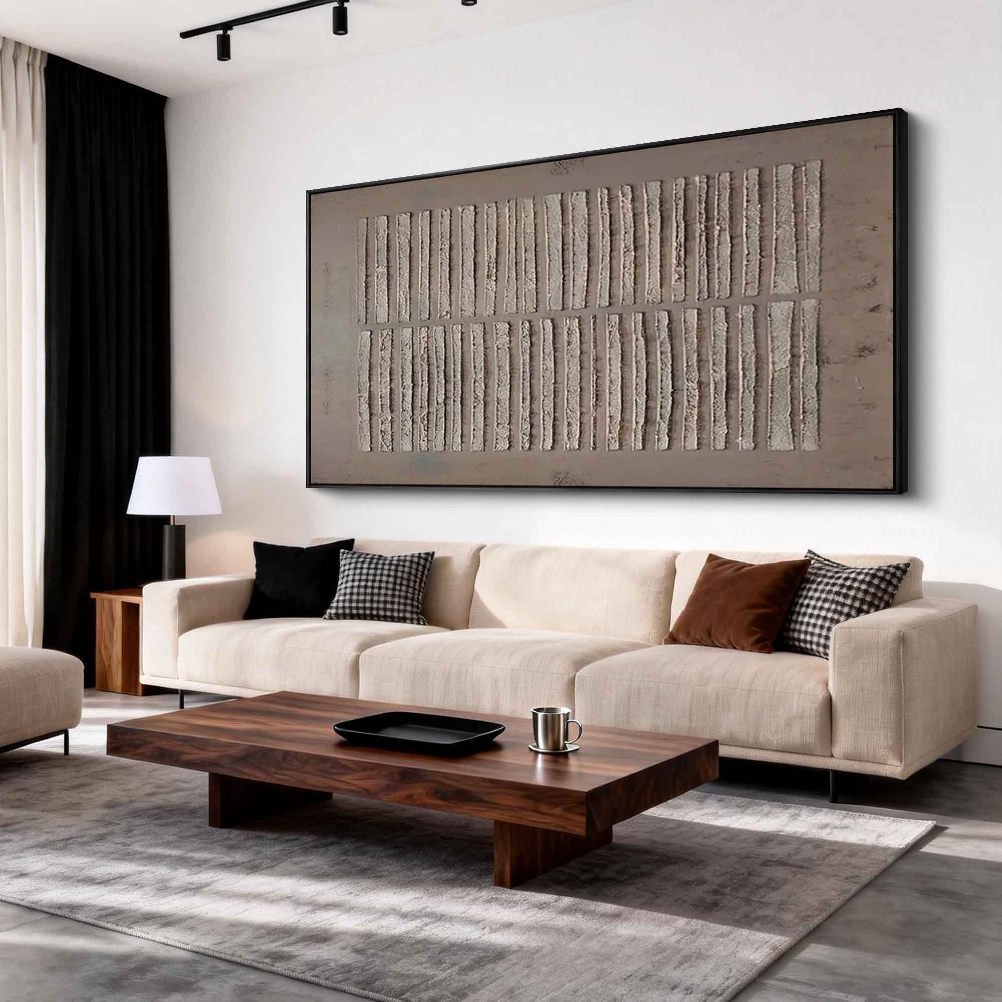 "Earth Rhythms" – Minimalist Industrial Vertical Relief | Modern Japandi 3D Sequence Textured Gallery Art#WS 198