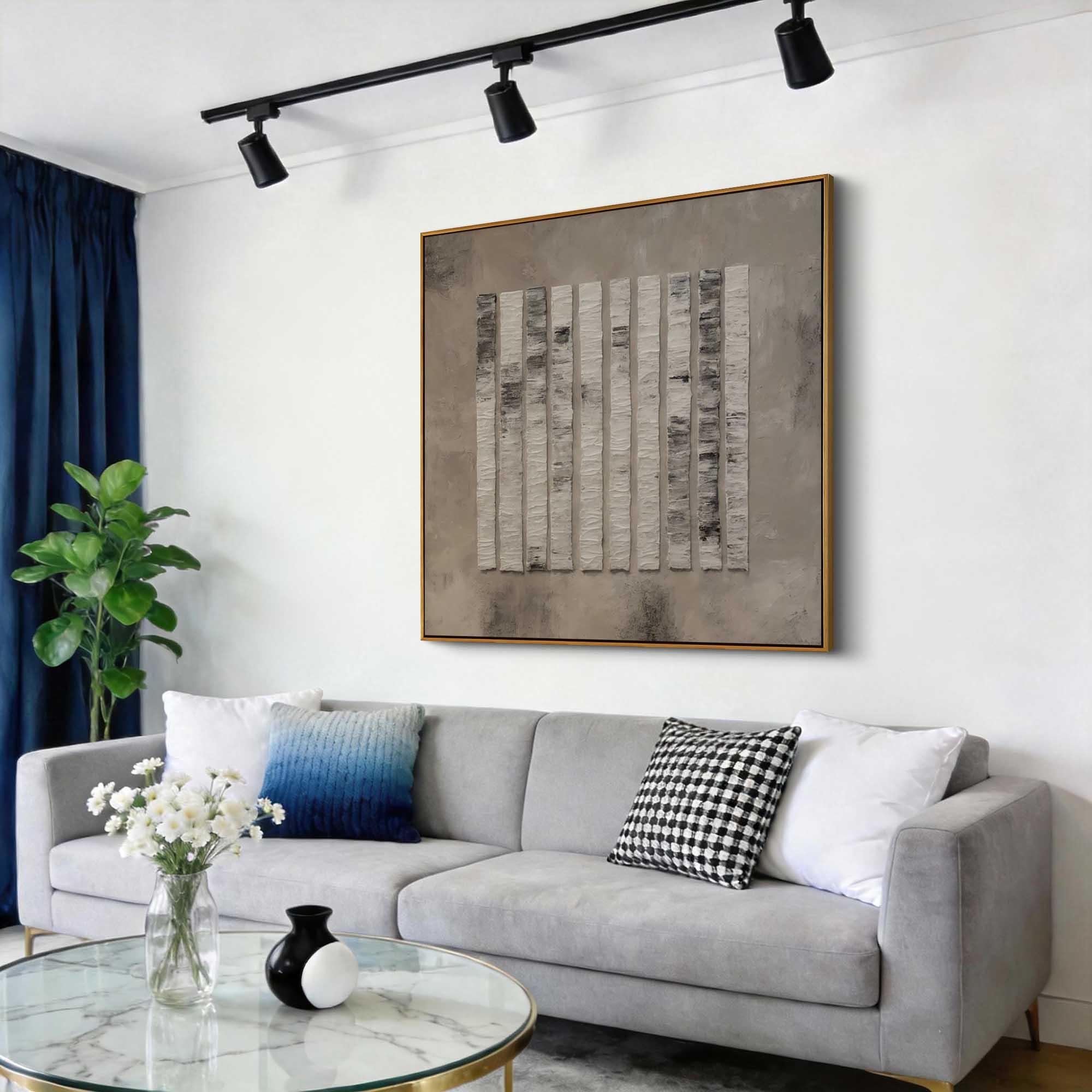 "The Rhythmic Forest" – Minimalist Vertical Heavy Impasto | 3D Hand-Sculpted Gray Relief | Luxury Industrial Abstract Wall Art #WS 230