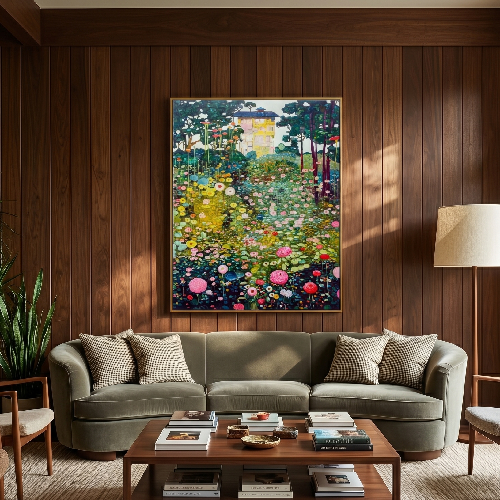 "Summer Secret Garden" – Klimt-Inspired Decorative Floral Oil Painting | Vintage Pastoral Villa Bedroom Wall Art#FL314