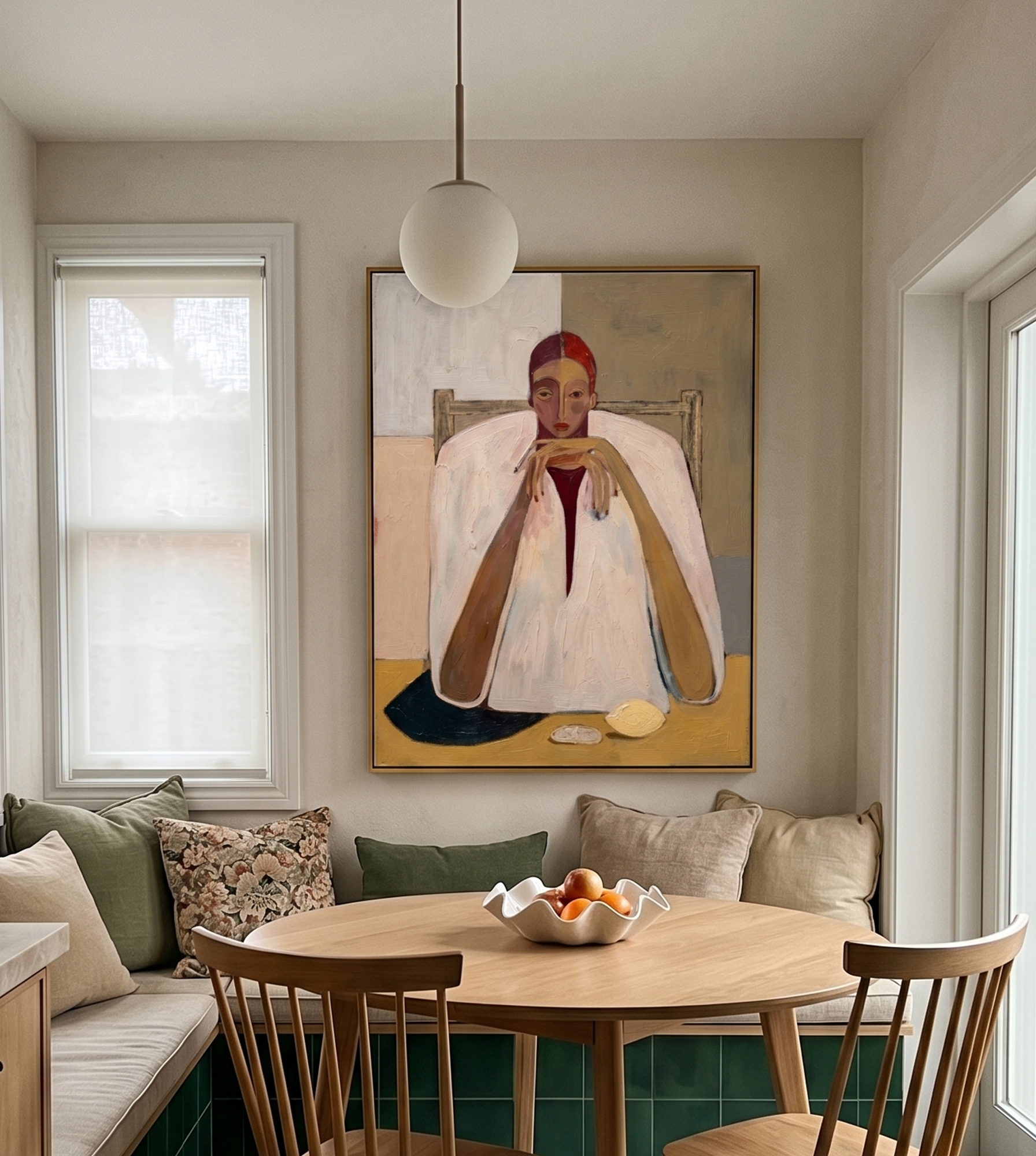 "ETERNAL POISE" – 3D Sculptural Heavy Impasto Modern Figural | Minimalist Earthy Style Soul-Healing Portrait Wall Art #PE494
