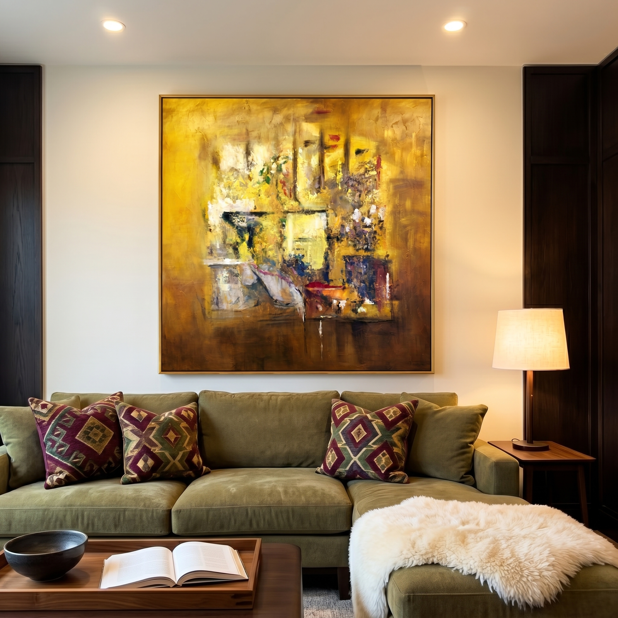 "Amber Morning" – Modern Impressionist Golden Abstract | Luxury Statement Texture Art for Mansion Living Room #AB1018