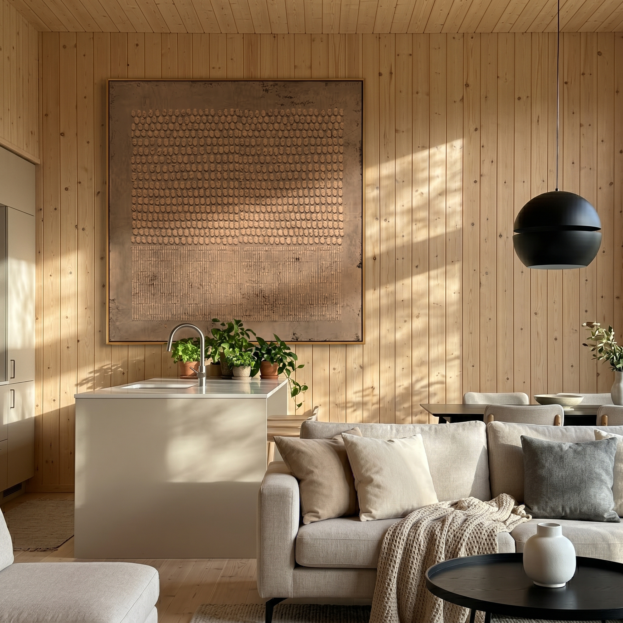 "Dots & Lines Neutral Relief" – Modern Heavy Impasto Abstract Art | 3D Taupe & Beige Textured Palette Knife Painting | Luxury Square Wall Art #WS 245