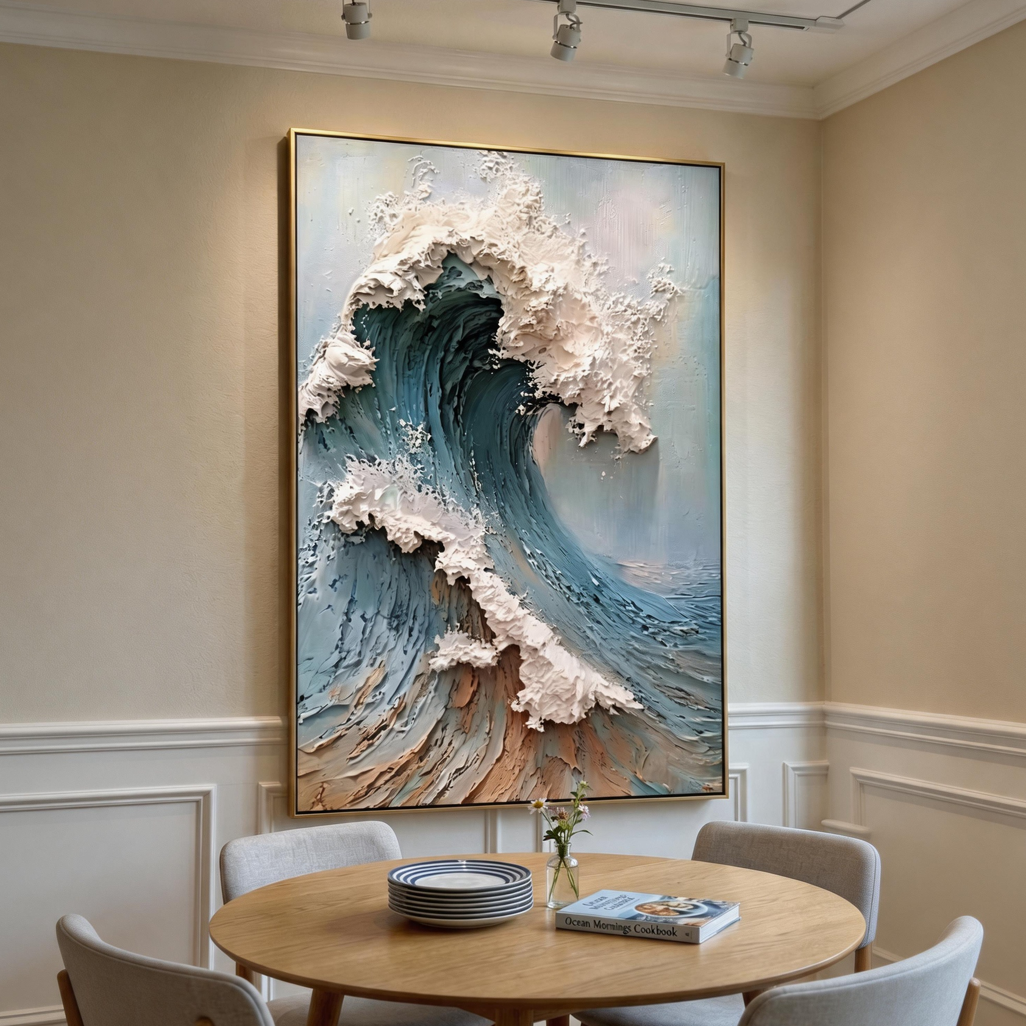 "The Great Surge" – 3D Sculptural Heavy Impasto Wave Painting | Luxury Coastal Mansion Statement Wall Art#PT 140