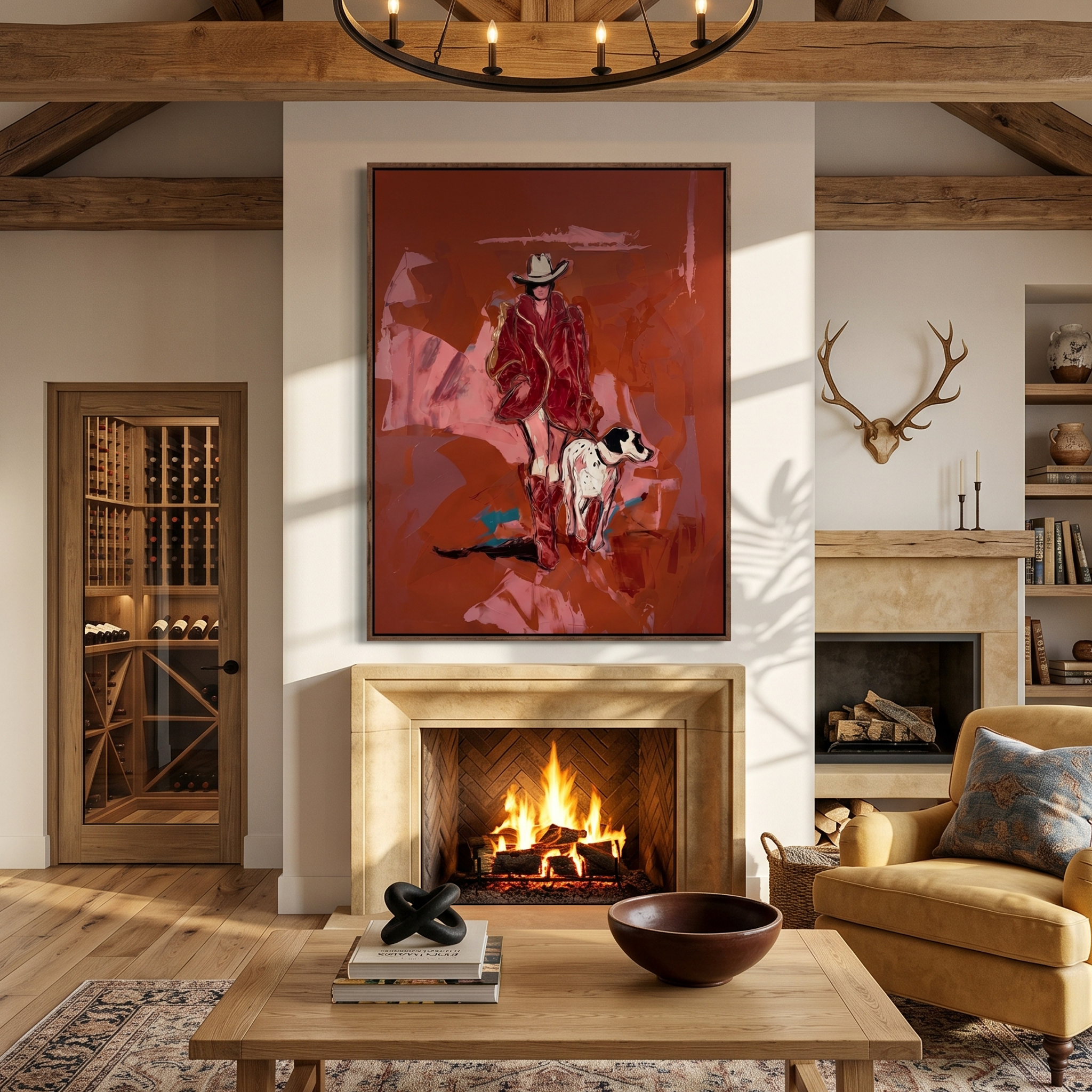 "Rust-Colored Walk" – Expressive Sculptural Art | 3D Layered Ochre & Blush Canvas with Gold Accents | Luxury Vertical Wall Art #PE 518