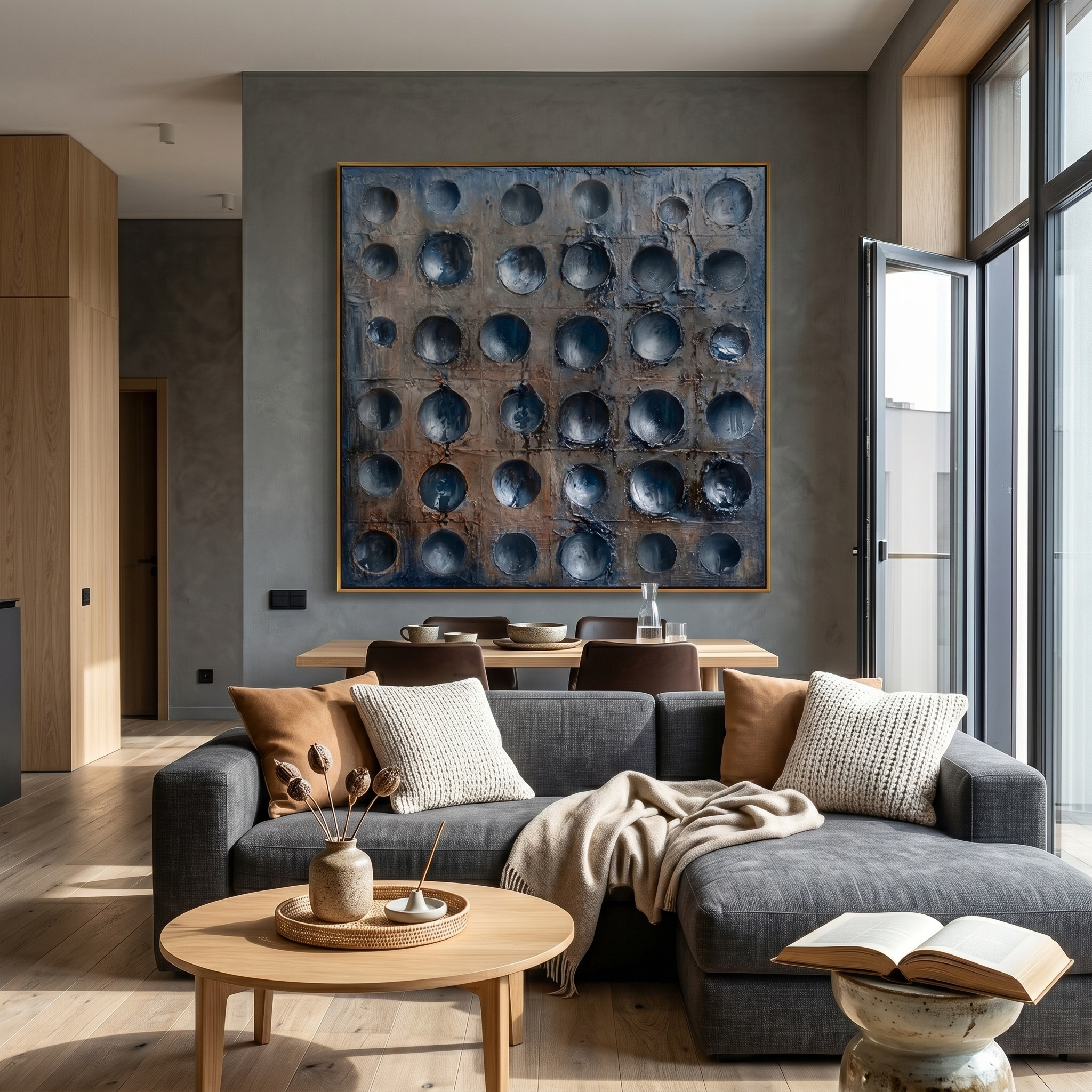 "Abyssal Order" – Avant-Garde Recessed Relief Industrial Painting | Dark Aesthetic Heavy Texture 3D Wall Art #MI147