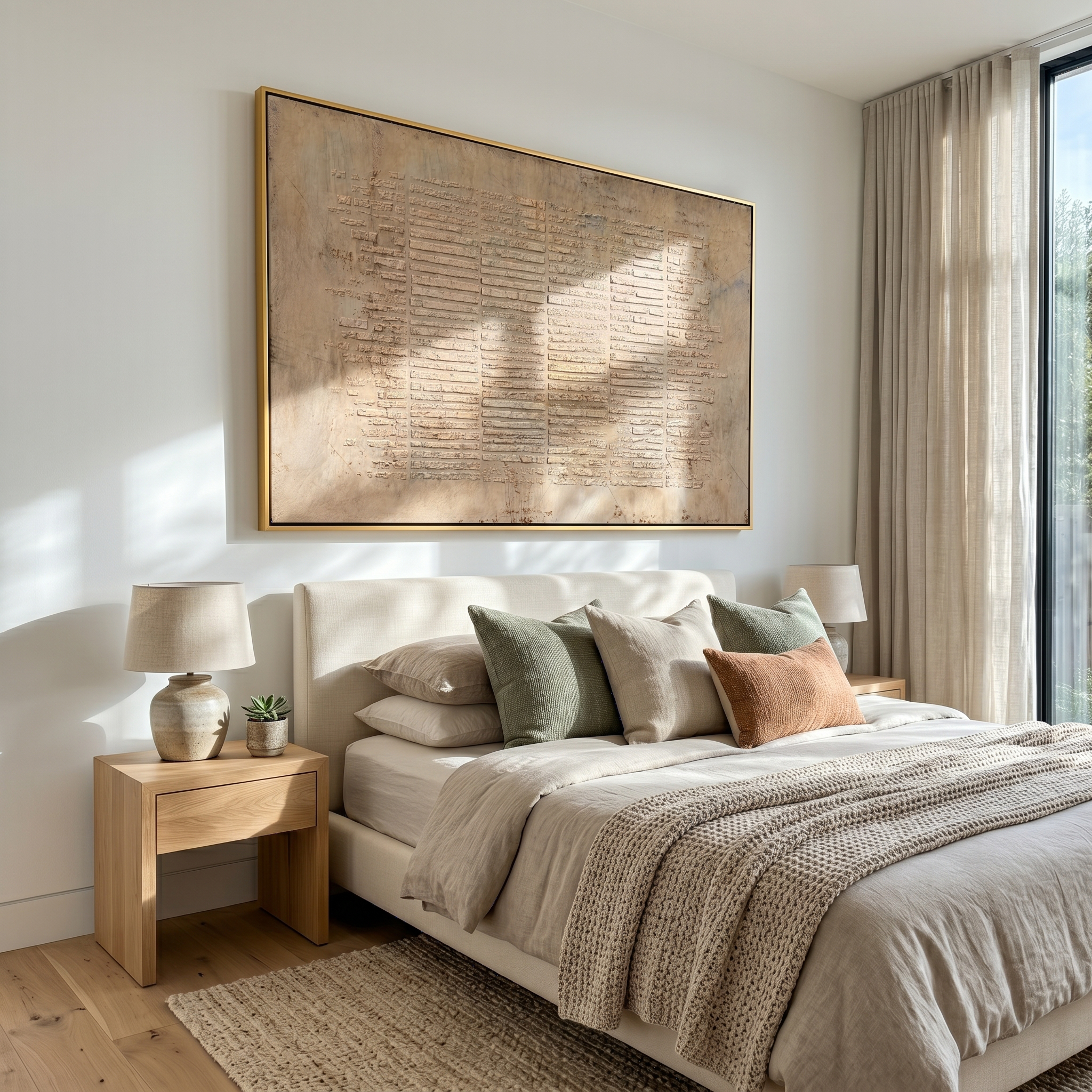 "Archaic Linear Textures" – Tactile Neutral Abstract Artwork | Earthy Tones Impasto Wall Decor | Contemporary Horizontal Statement Piece #WS 253