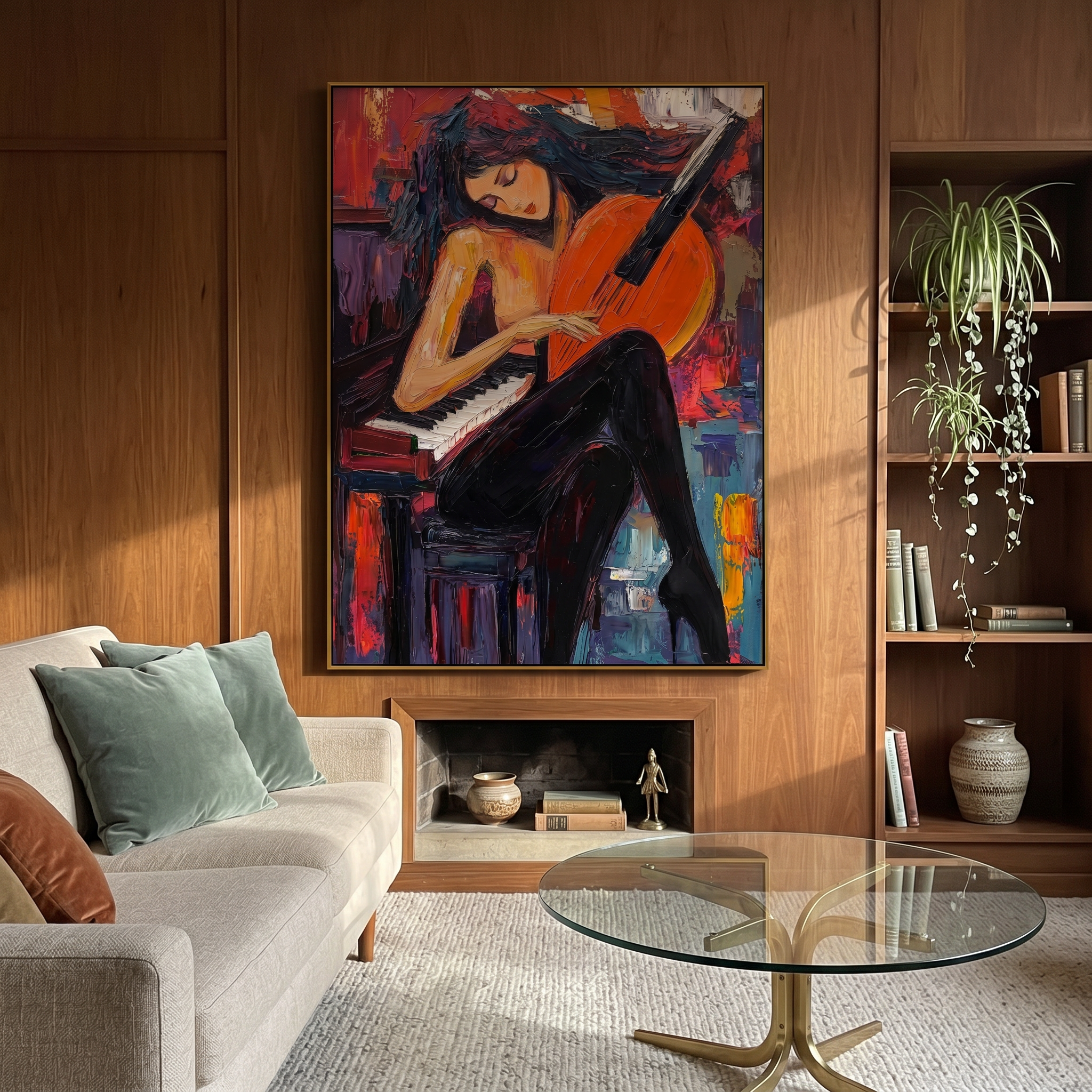 "MELODIC PASSION" – 3D Sculptural Heavy Impasto Musical Figural | Modern Vibrant Style Soul- Stirring Expressionist Wall Art #PE496