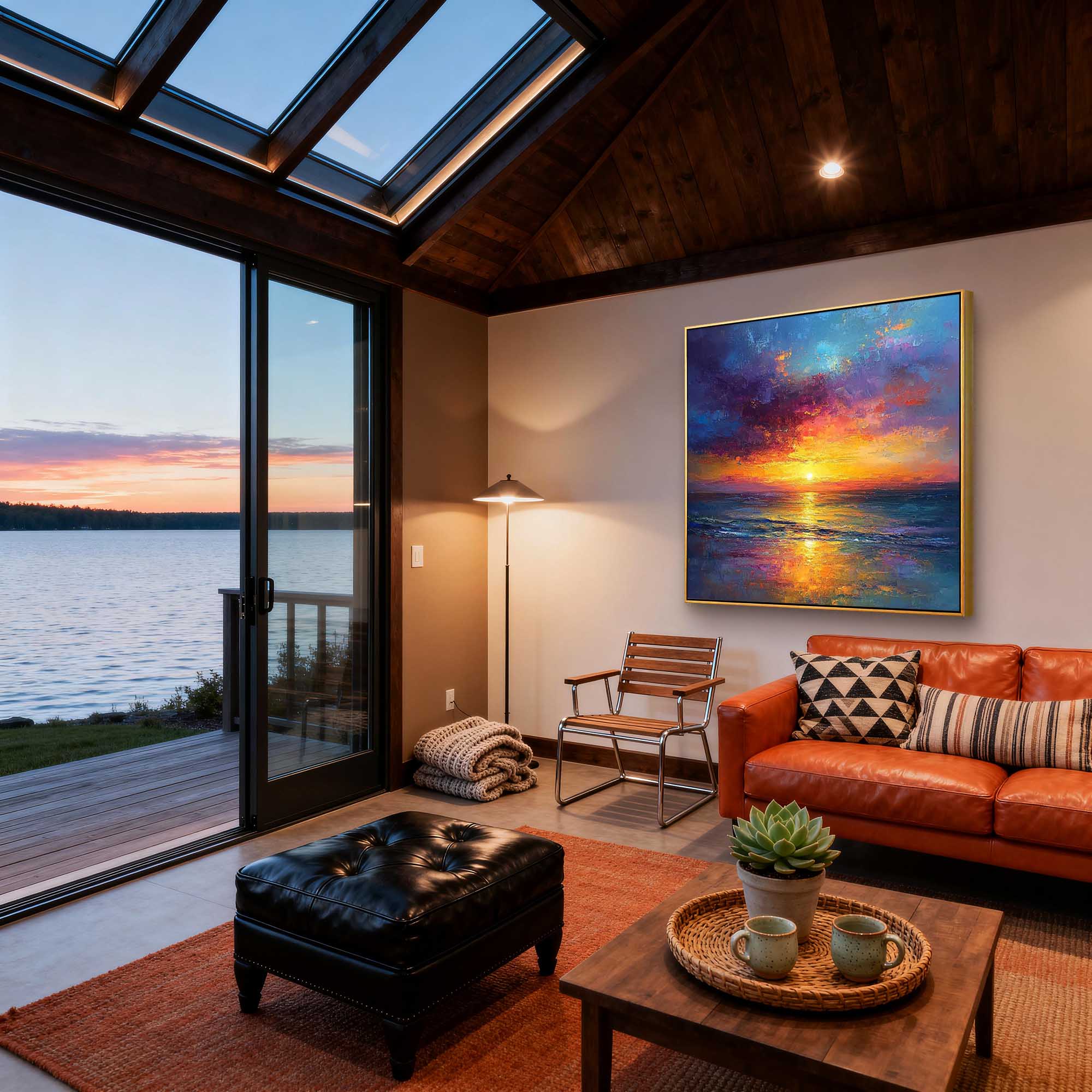 "Eternal Radiance" – Modern Impressionist Sunset Seascape Impasto Painting | Luxury Bold Statement Wall Art#BE038