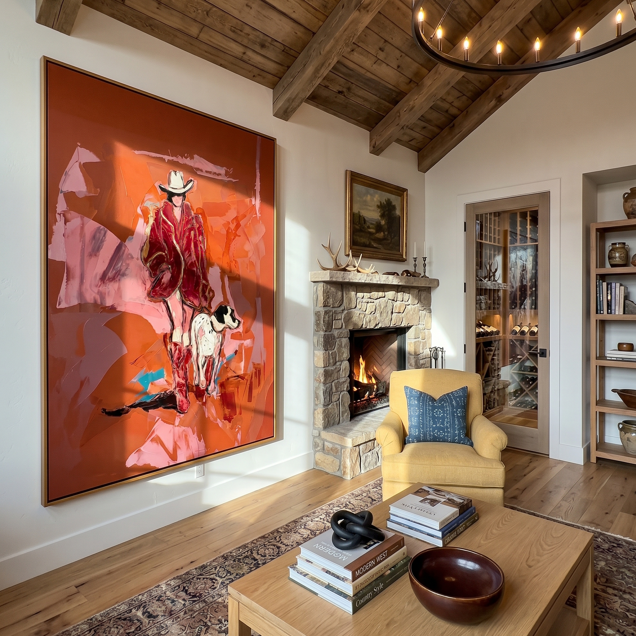 "Rust-Colored Walk" – Expressive Sculptural Art | 3D Layered Ochre & Blush Canvas with Gold Accents | Luxury Vertical Wall Art #PE 518