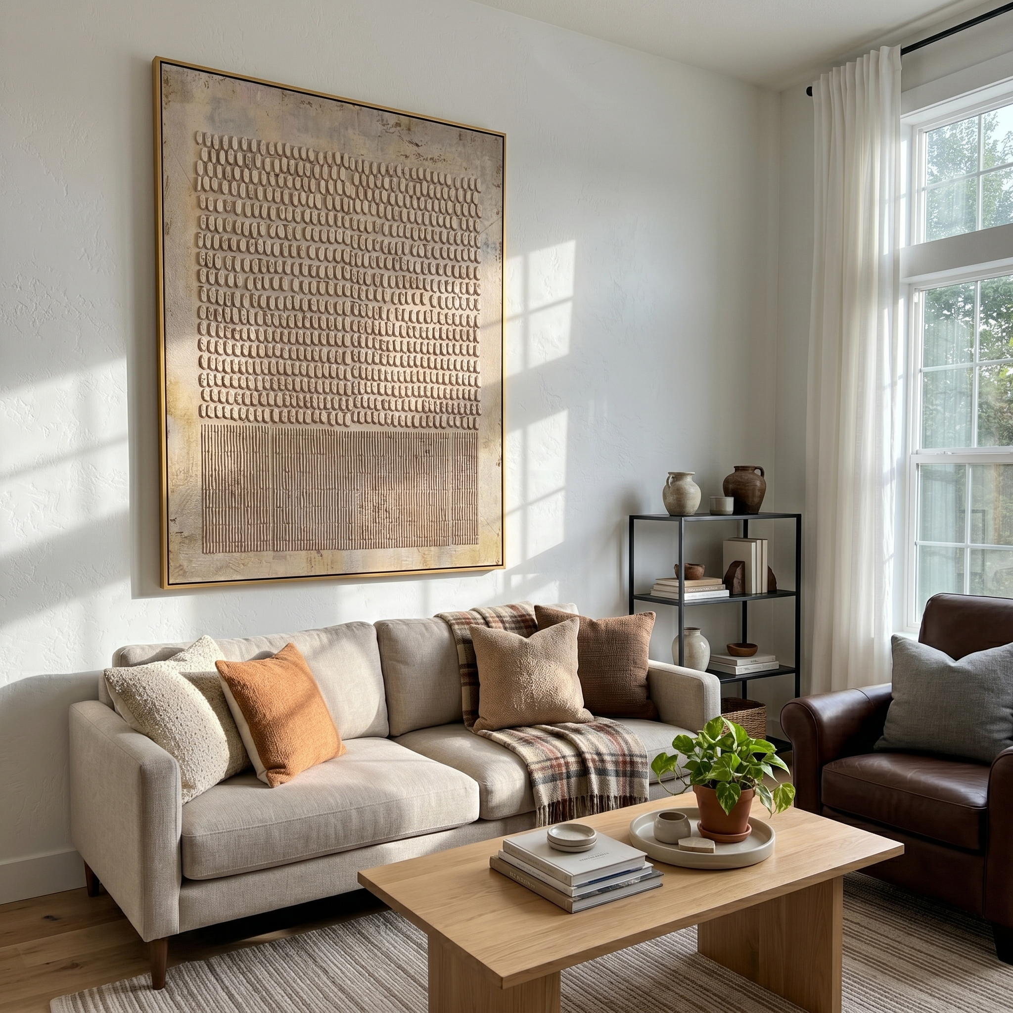 "Tactile Rhythm in Metallic Earth Tones" – Minimalist Textured Abstract Artwork | Warm Gold Impasto Wall Decor | Contemporary Vertical Statement Piece #WS 256