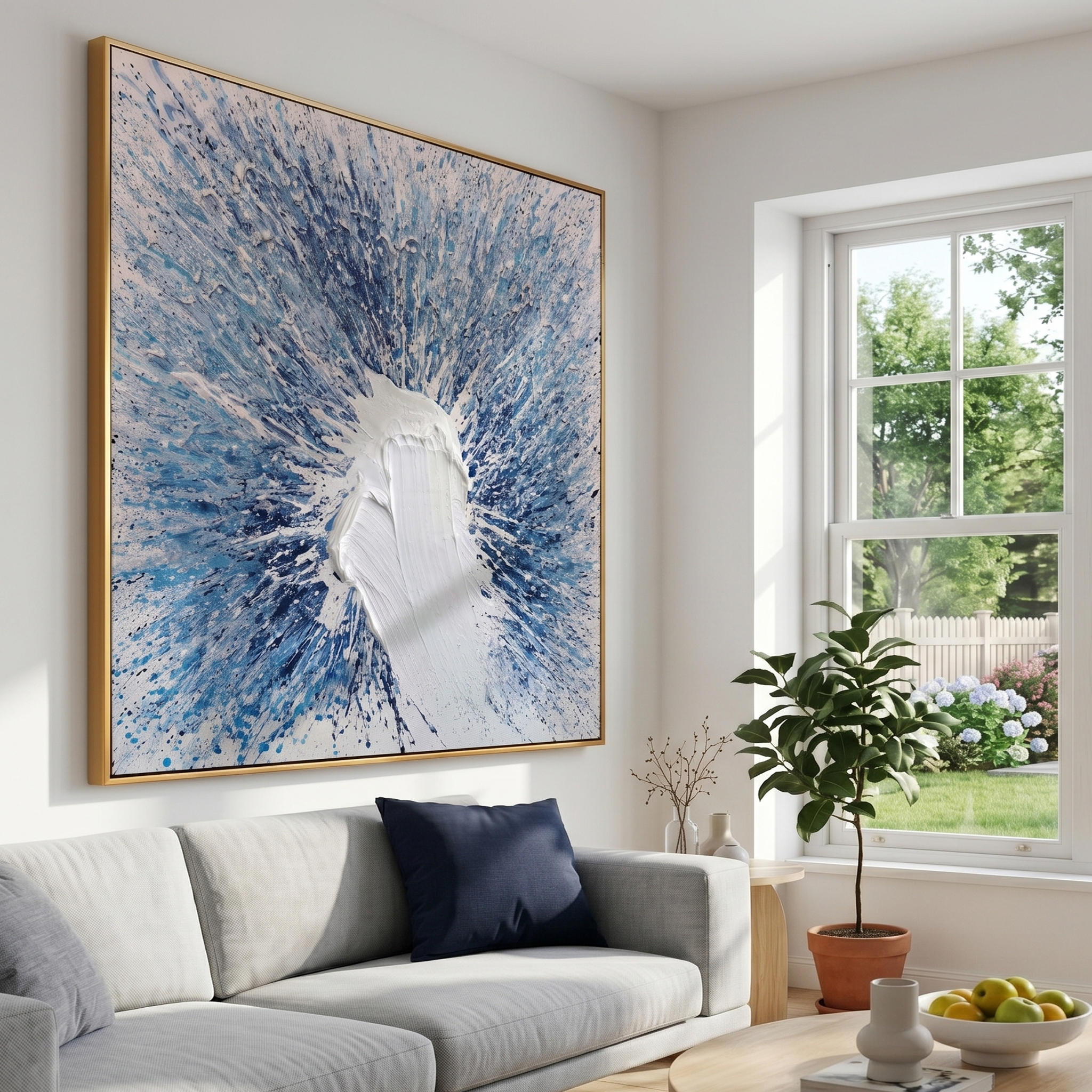 "Icebreaker" – Modern Radiant Impasto Abstract Painting | Minimalist Glacier Blue 3D Textured Statement Art#AB800