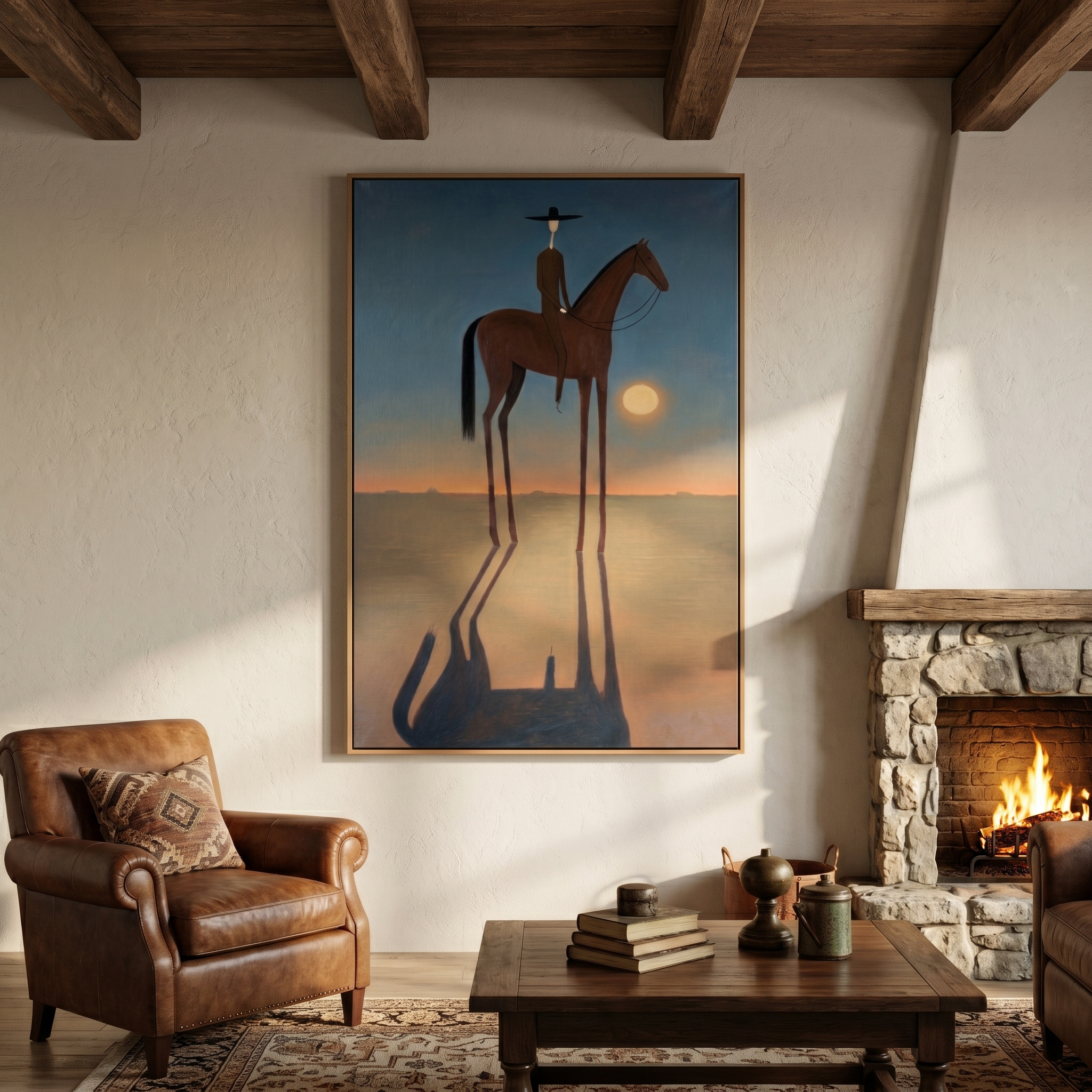 "Tall Horse at Twilight" – Stylized Minimalist Equestrian Artwork | Earthy Tones Textured Wall Decor | Contemporary Vertical Statement Piece #AB 502