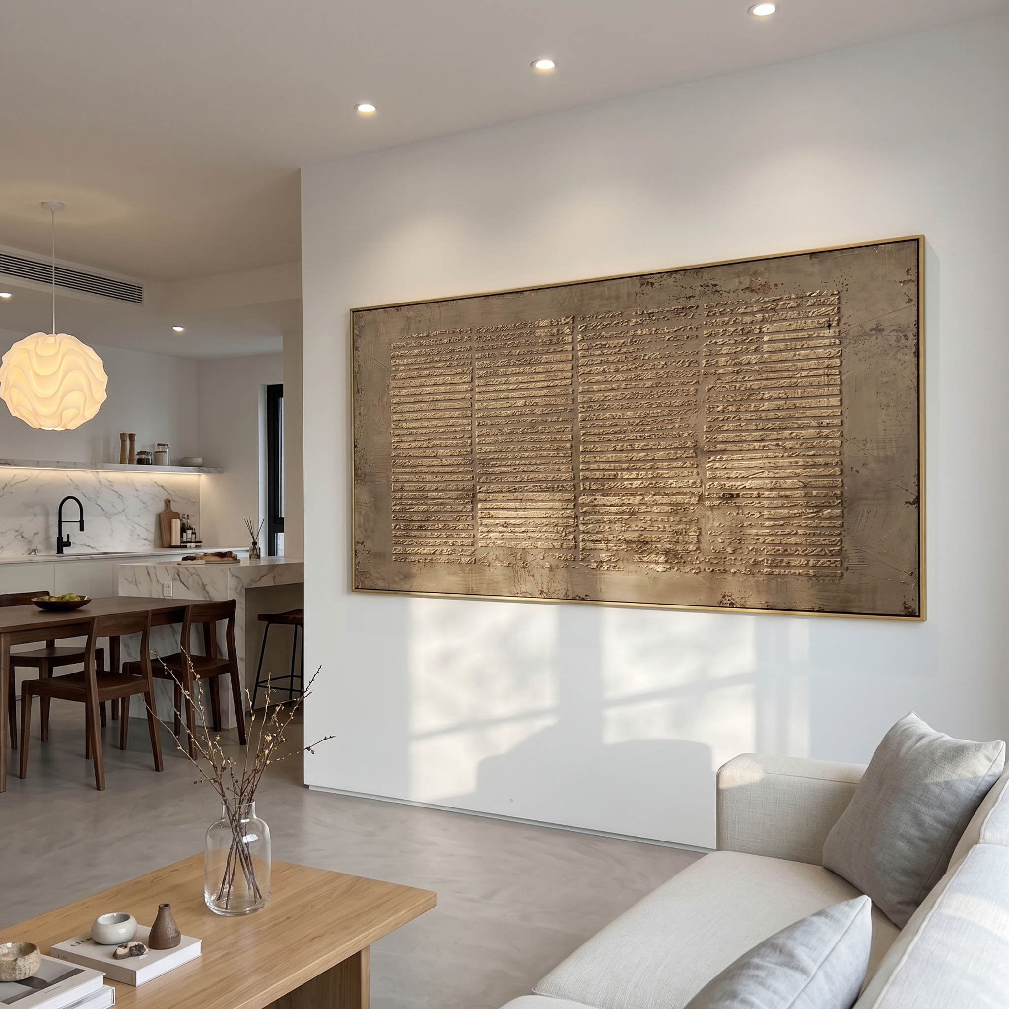"Earthy Gilded Rhythm" – Expressive Sculptural Abstract Art | 3D Layered Bronze & Gold Canvas | Luxury Horizontal Wall Art #WS 251