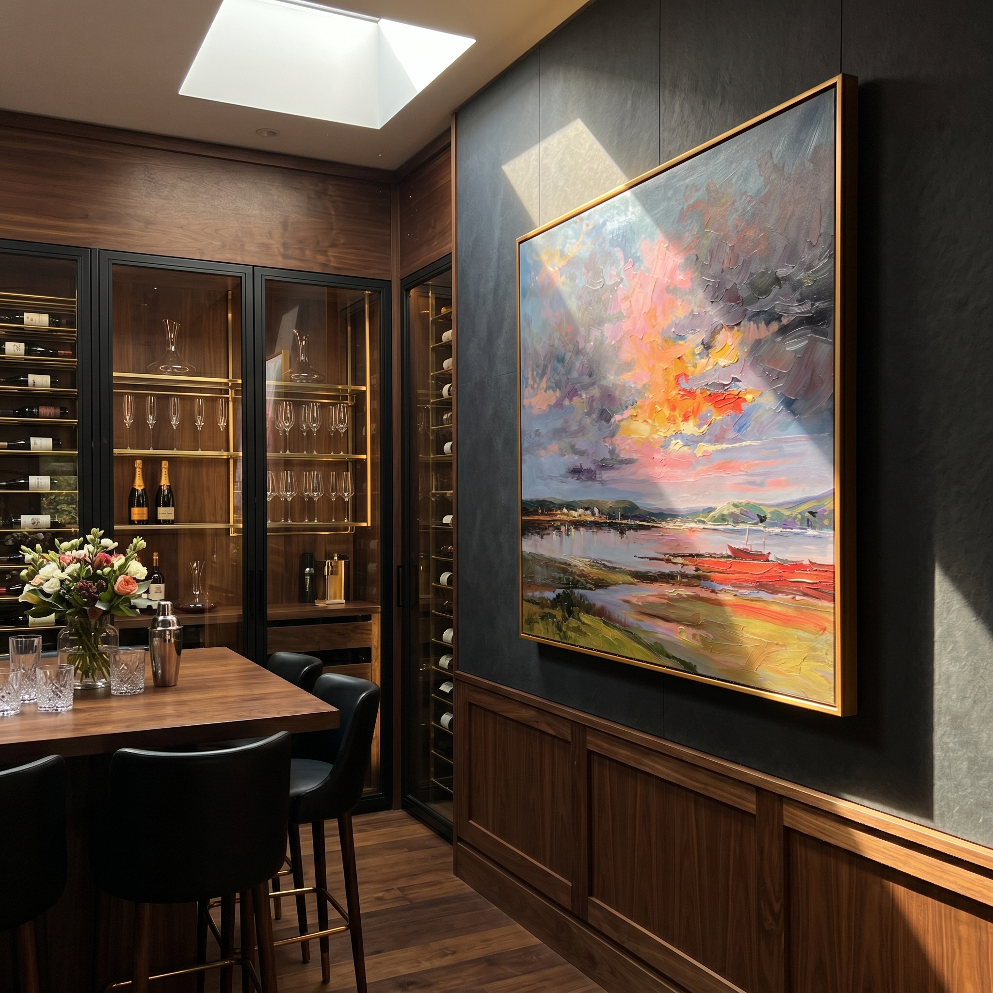 "The Gentle Glow" – Impressionist Sunset Village Scenery | Modern Pastoral Healing Style Landscape Wall Art #LC149