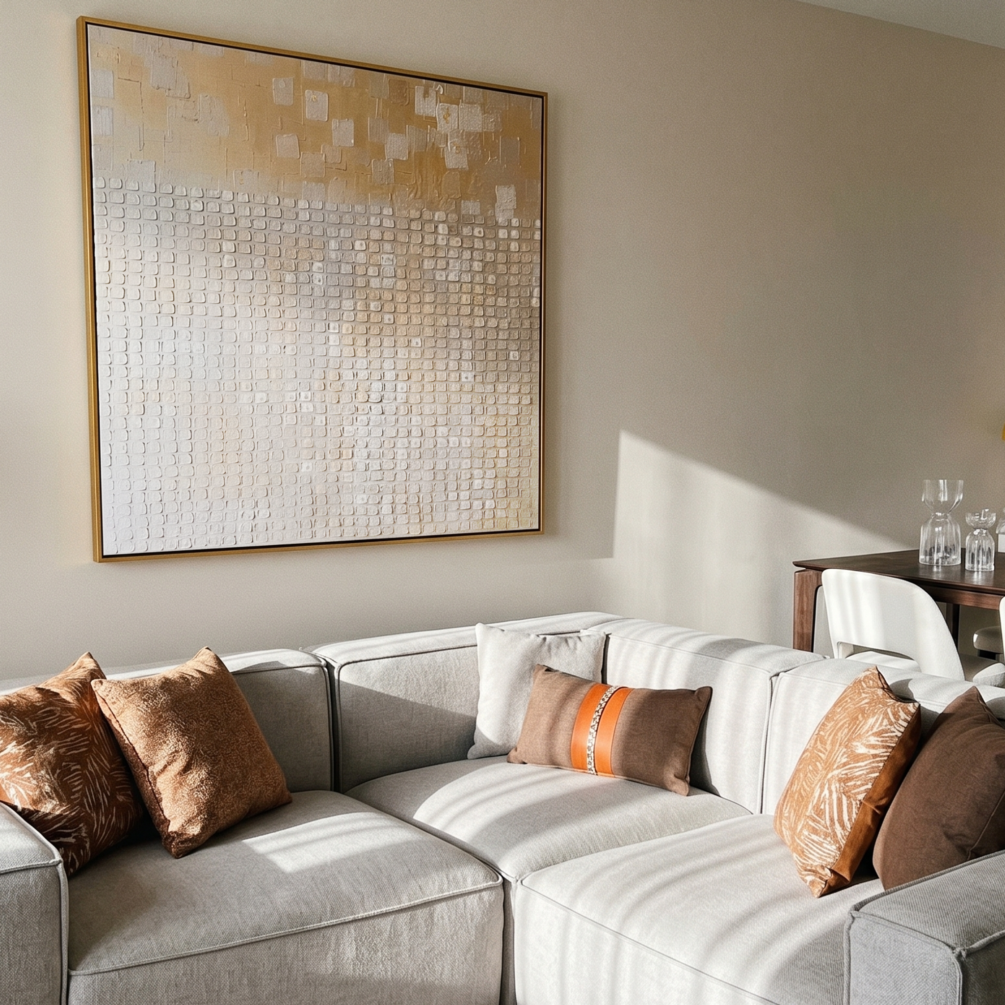"Chronicle of Light" – Modern 3D Heavy Impasto Relief | Minimalist Champagne Gold Matrix Statement Art #WS 229