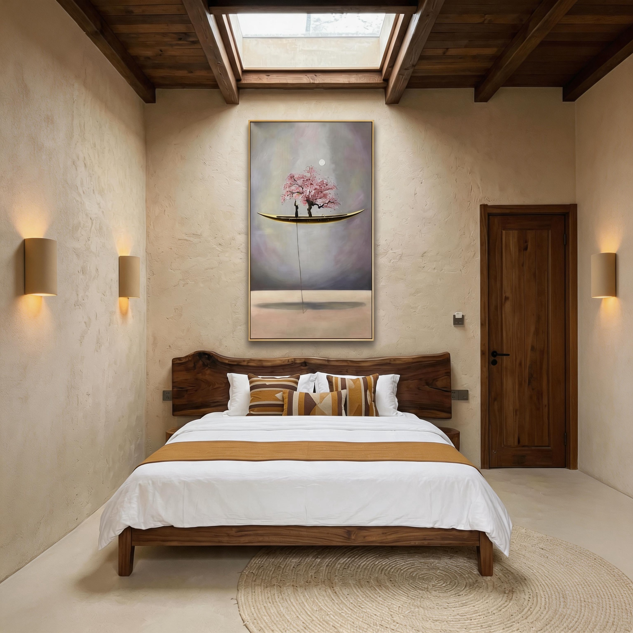 "AERIAL BLOOM" – 3D Sculptural Heavy Impasto Cherry Blossom | Modern Zen Style Healing Surreal Wall Art #AB941