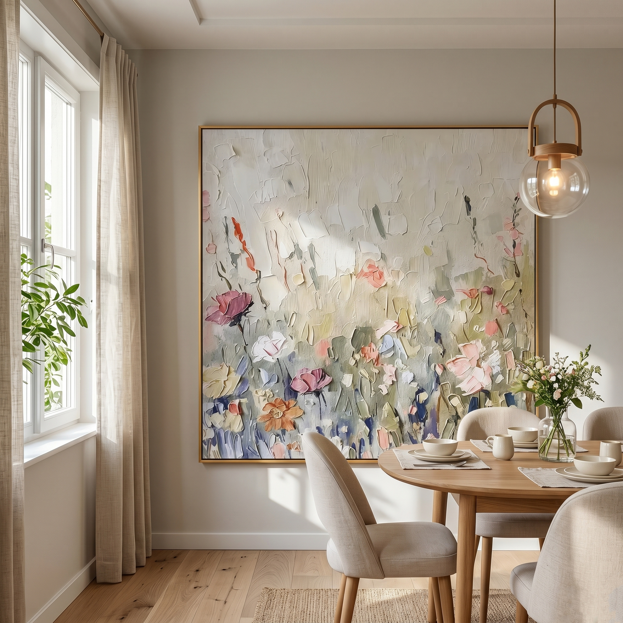 "Secret Bloom" – Modern Heavy Impasto Floral | 3D Hand-Painted Textured Wildflowers | Elegant Morandi Palette Wall Decor #PT534