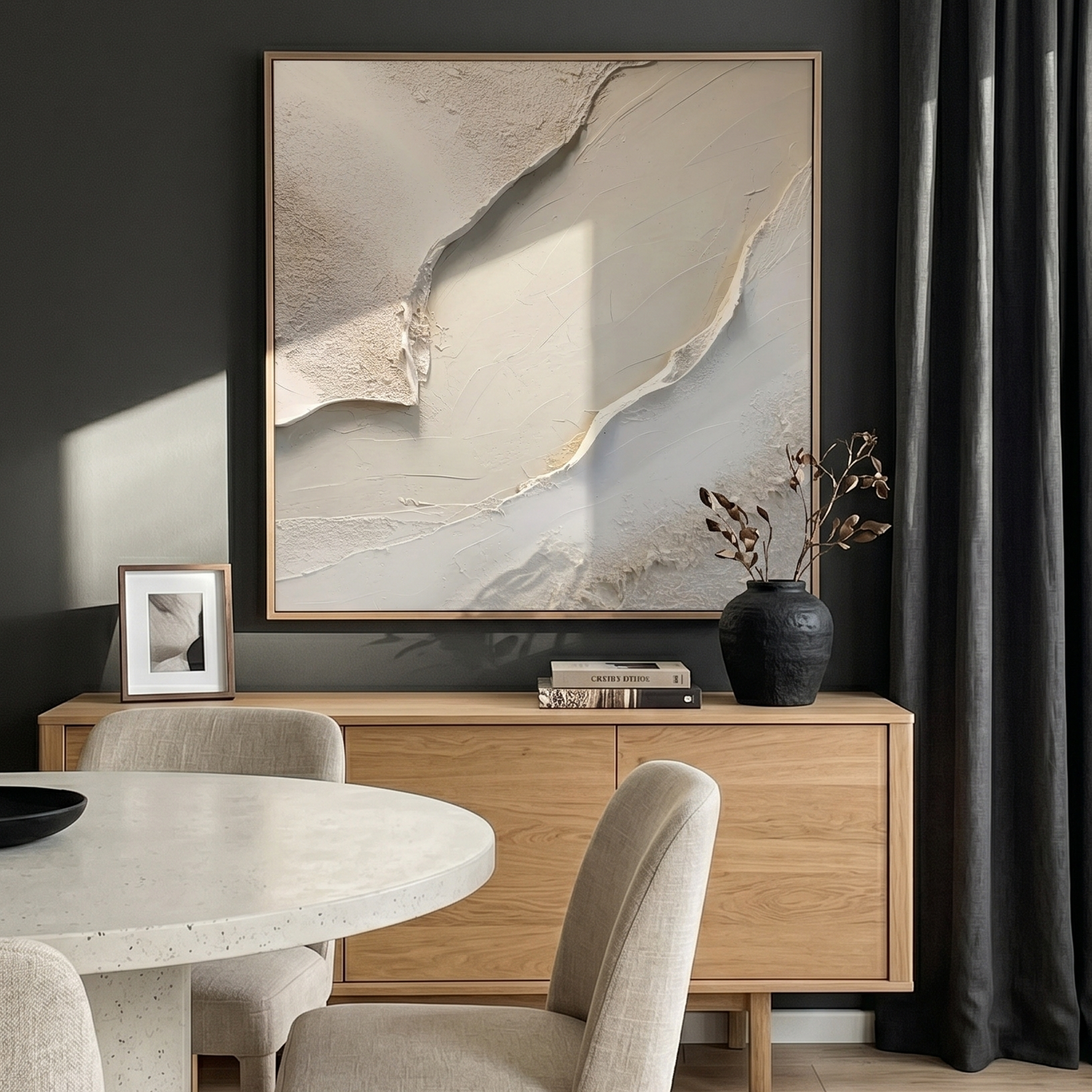 "Earthen Rift" – Wabi-Sabi Textured Abstract Acrylic Painting | Minimalist Neutral Wall Art for Modern Living Room #PT539
