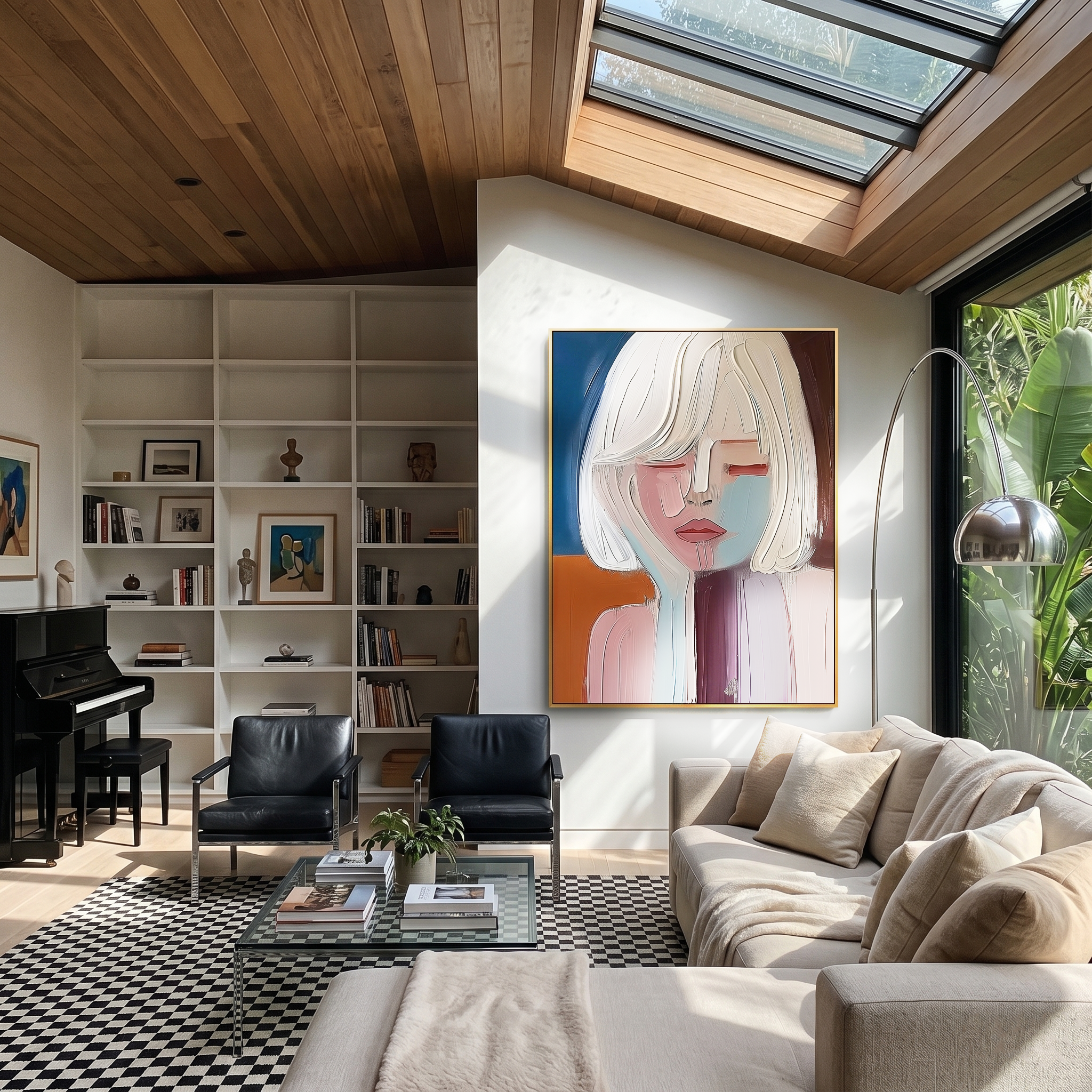 "Quiet Muse" – Modern Heavy Impasto Portrait | Morandi Palette Textured Minimalist Healing Wall Art#PE491