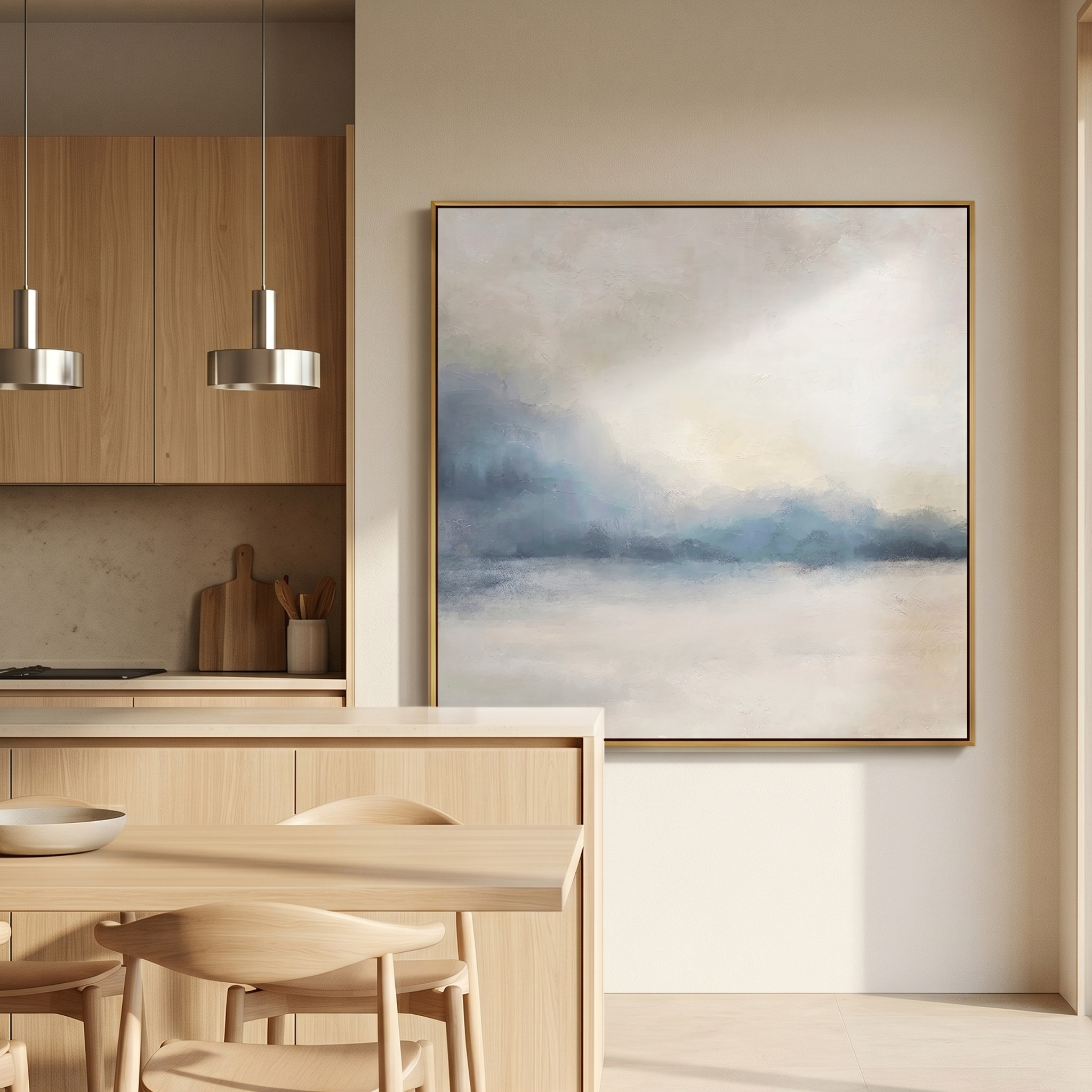 "Ethereal Dawn" – Soft Blended Abstract Oil Painting | Minimalist Morandi Mist Seascape | Warm Contemporary Wall Art #WS 232