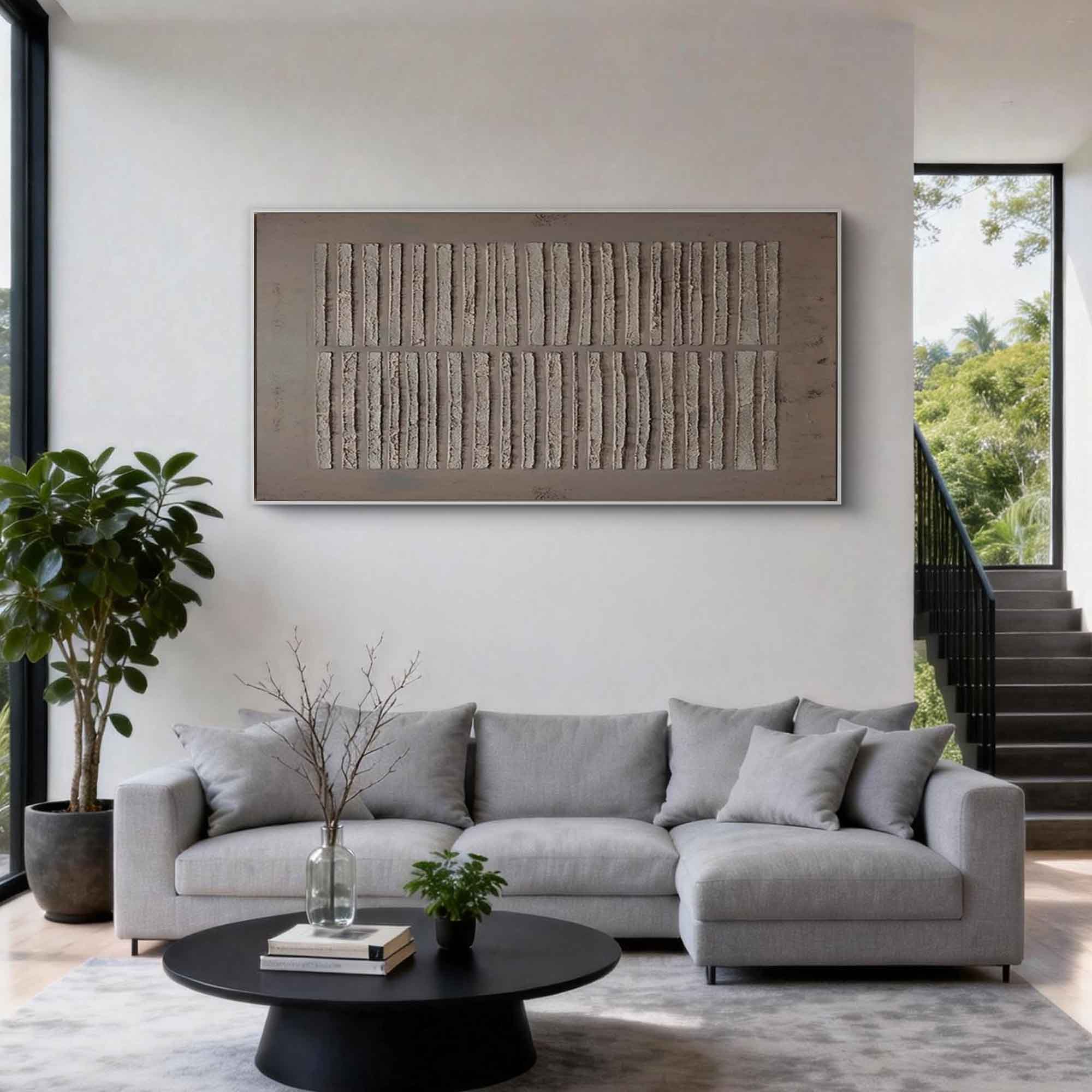 "Earth Rhythms" – Minimalist Industrial Vertical Relief | Modern Japandi 3D Sequence Textured Gallery Art#WS 198