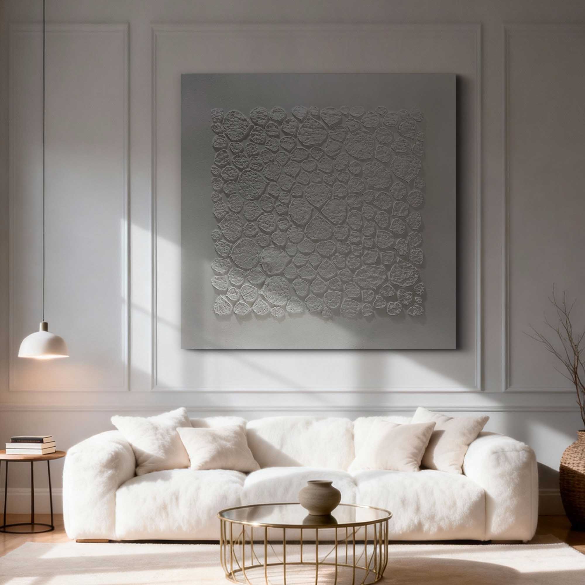 "The Echo of Oneness" – Minimalist White Heavy Impasto | 3D Hand-Sculpted Organic Relief | Luxury Wabi-Sabi Statement Wall Decor #WS 231