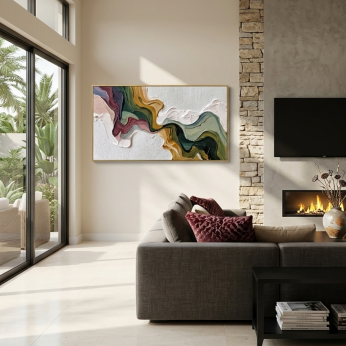 "Earth’s Melodic Flow" — 3D Plaster & Texture Art #PT548