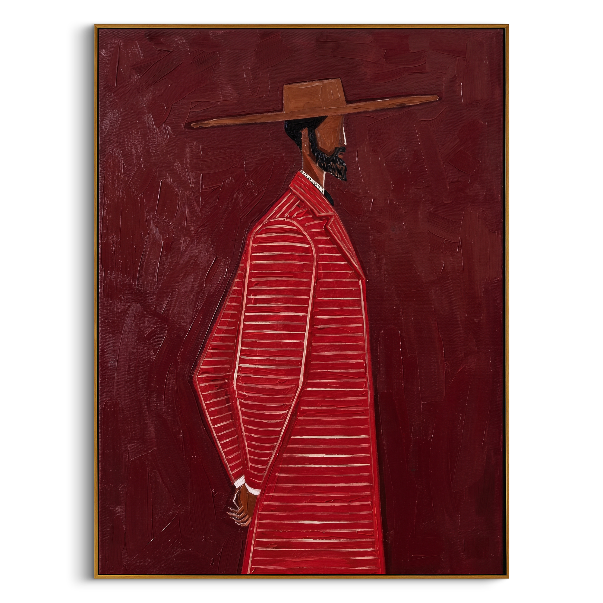 "URBAN HARMONY" – 3D Sculptural Heavy Impasto Modern Dandy | Avant-Garde Style Masculine Profile Wall Art #PE495
