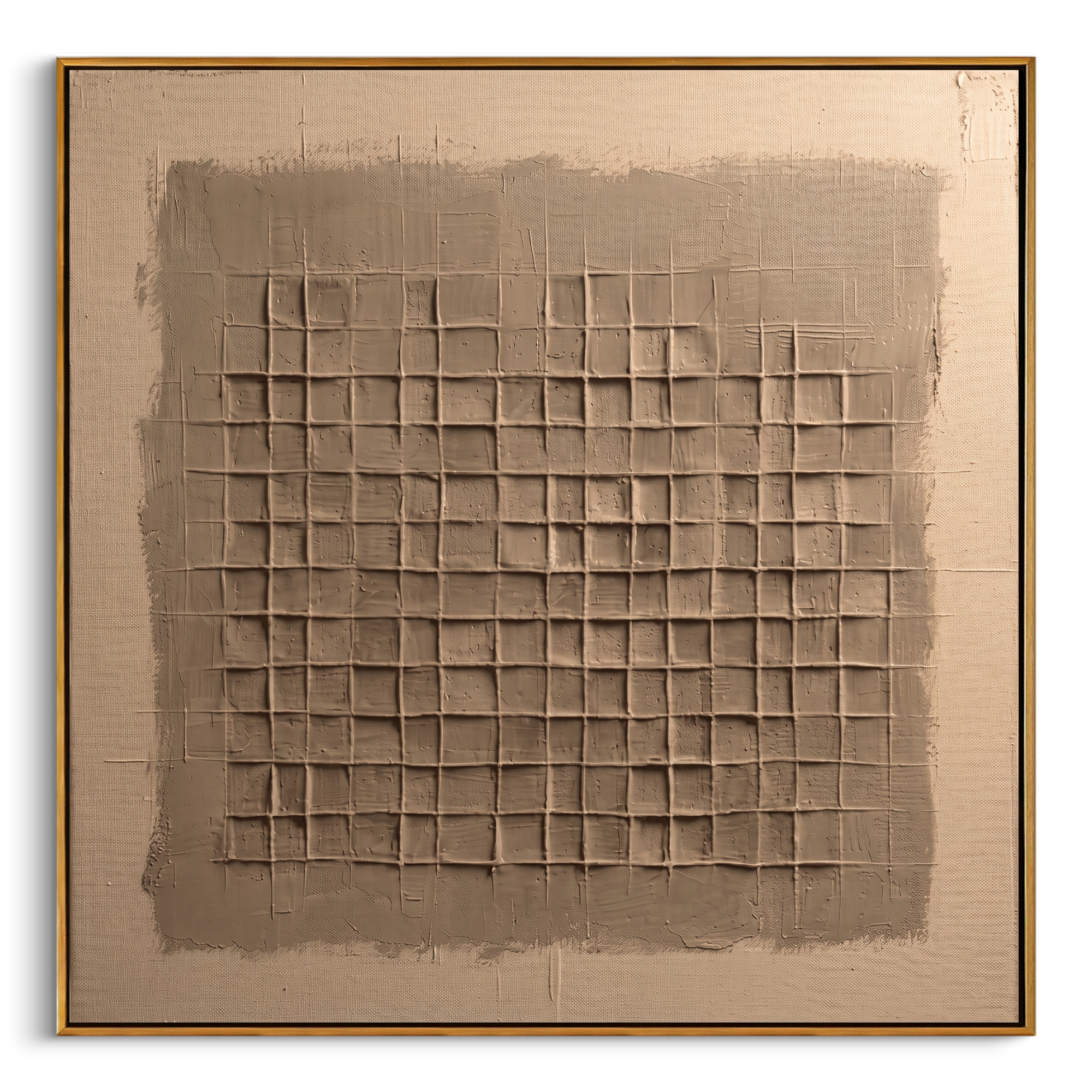 "Earthy Woven Relief" – Expressive Textured Abstract Art | 3D Layered Taupe & Cream Canvas | Luxury Square Wall Art #WS 249