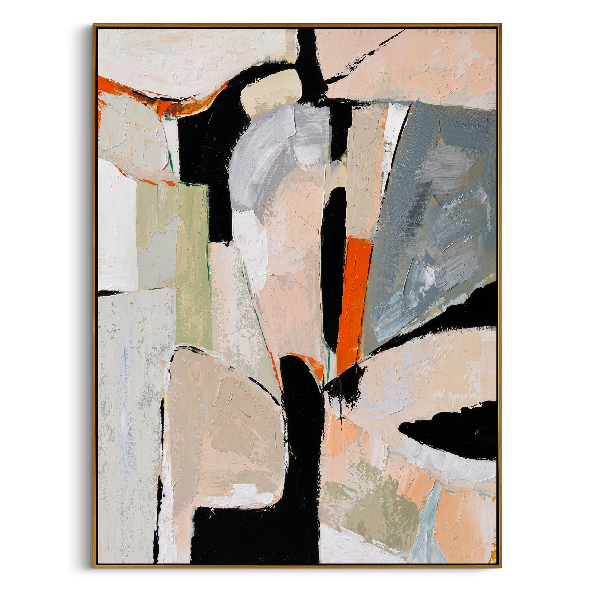 "Fragmented Figure" - Modern Abstract Figurative Painting | Textured Neutral Black & Rust Canvas Art | Luxury Vertical Wall Art #PT 589