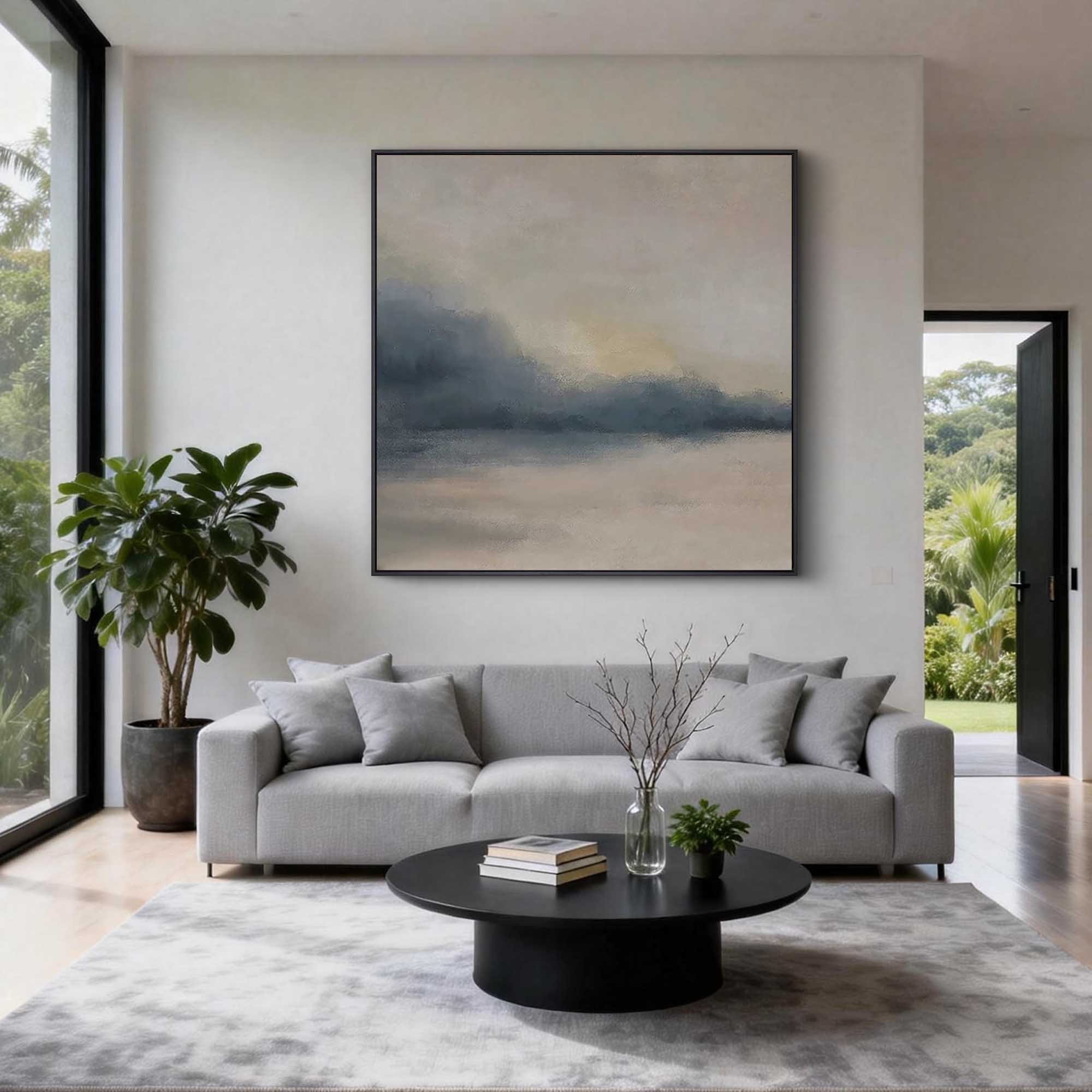 "Ethereal Dawn" – Soft Blended Abstract Oil Painting | Minimalist Morandi Mist Seascape | Warm Contemporary Wall Art #WS 232