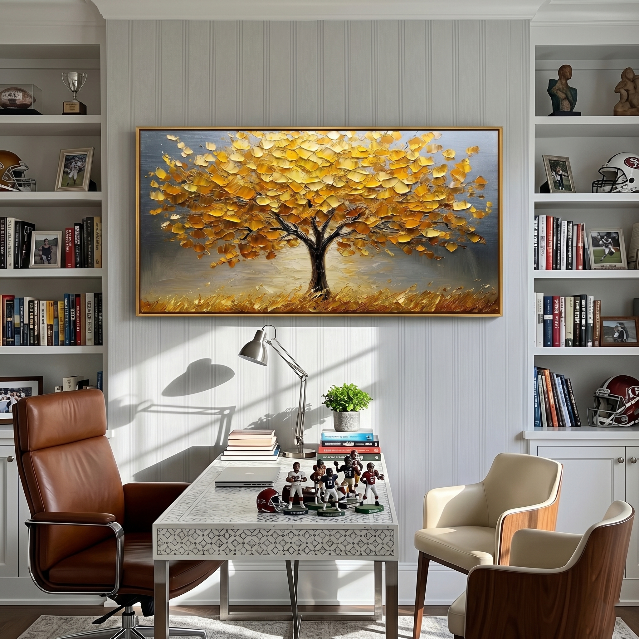 "The Gilded Heritage" – Luxury 3D Sculptural Golden Tree | Heavy Impasto Wealth & Life Statement Wall Art #LC110