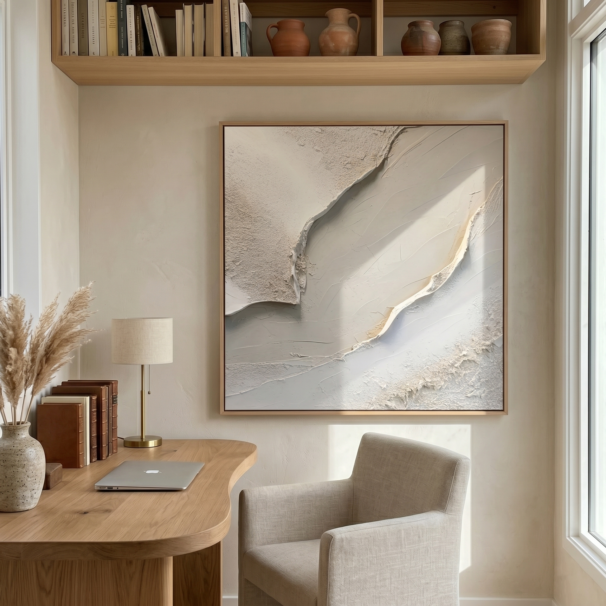 "Earthen Rift" – Wabi-Sabi Textured Abstract Acrylic Painting | Minimalist Neutral Wall Art for Modern Living Room #PT539