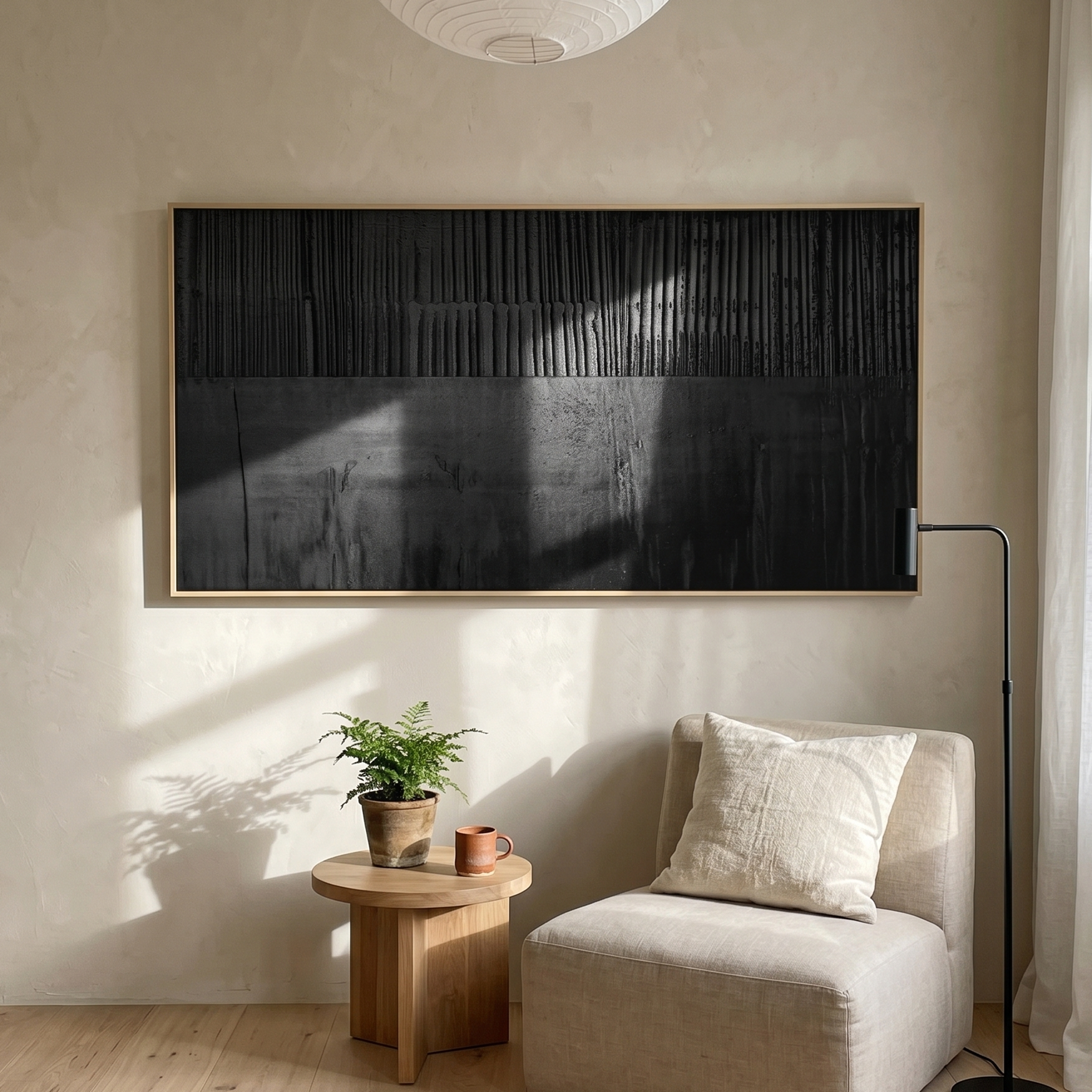 "Midnight Matrix" – Modern Dark Minimalist 3D Heavy Relief | Italian Luxury All-Black Statement Art #WS 237