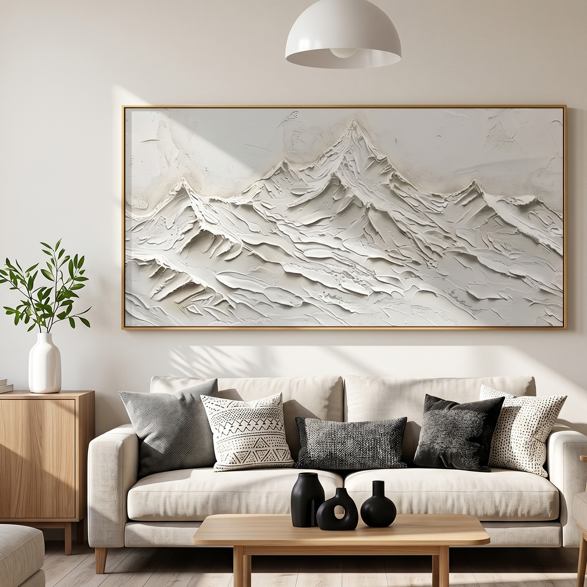 "The White Summit" – Modern 3D Sculptural Heavy Impasto Snow Mountain | Minimalist Relief Statement Art #PT 547