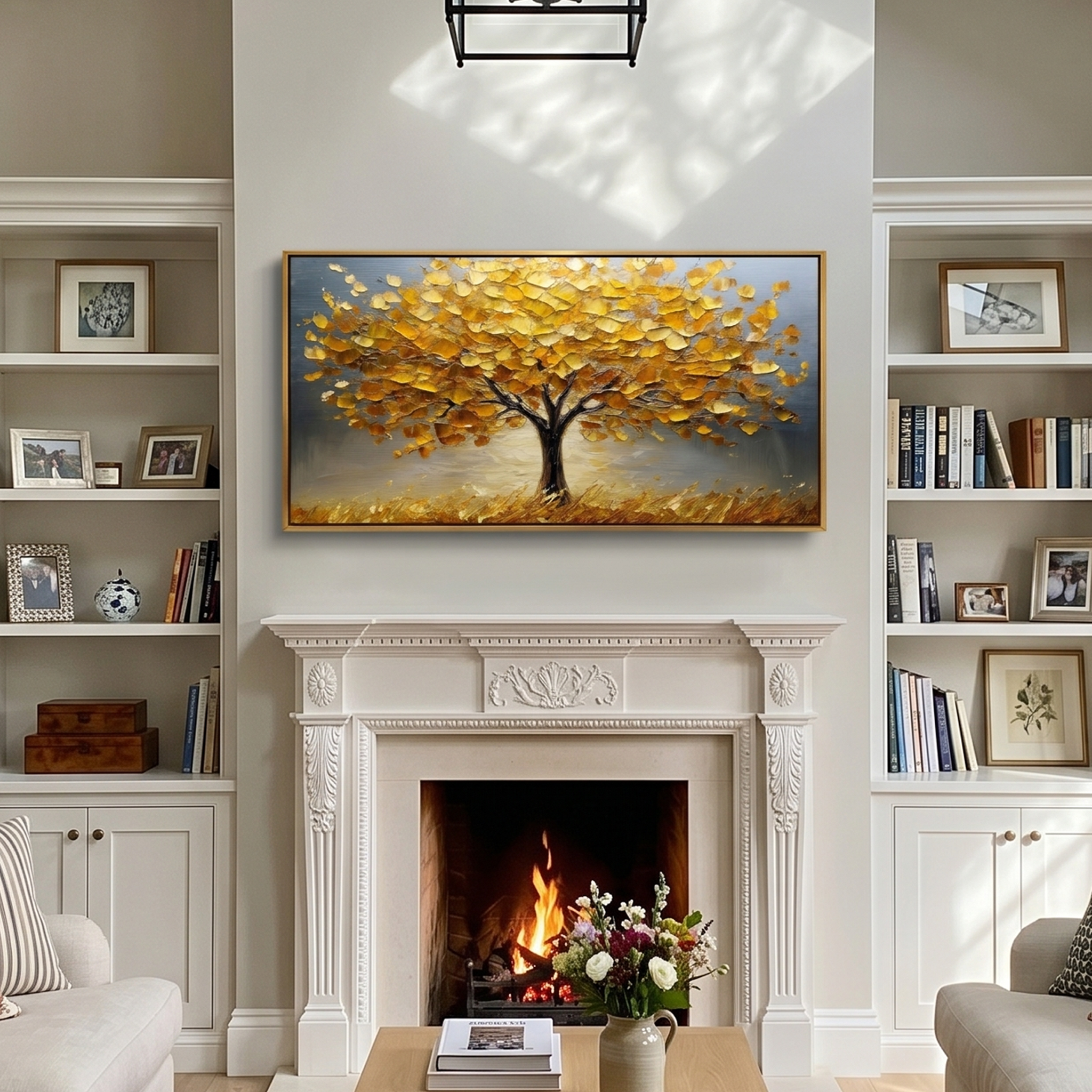 "The Gilded Heritage" – Luxury 3D Sculptural Golden Tree | Heavy Impasto Wealth & Life Statement Wall Art #LC110