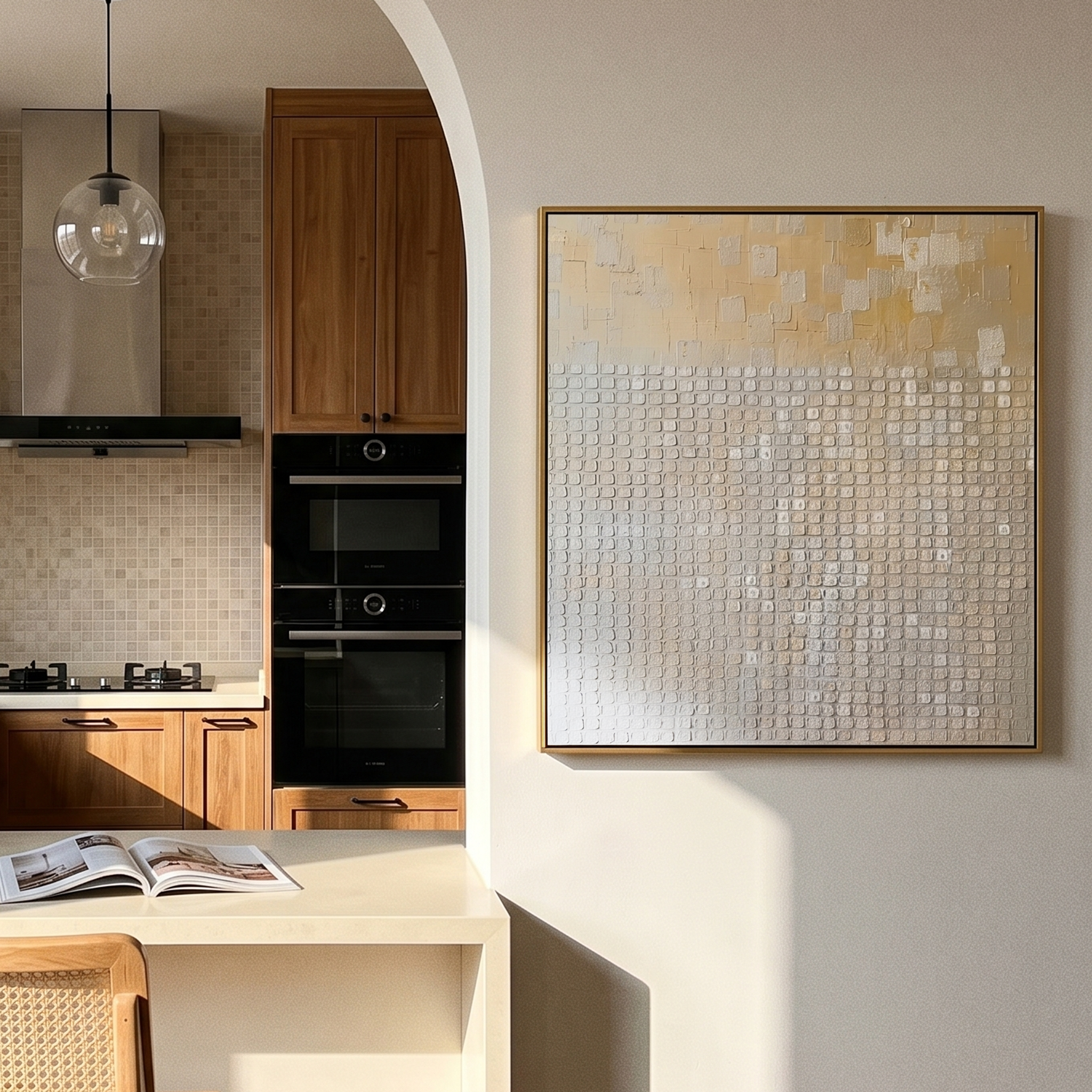 "Chronicle of Light" – Modern 3D Heavy Impasto Relief | Minimalist Champagne Gold Matrix Statement Art #WS 229