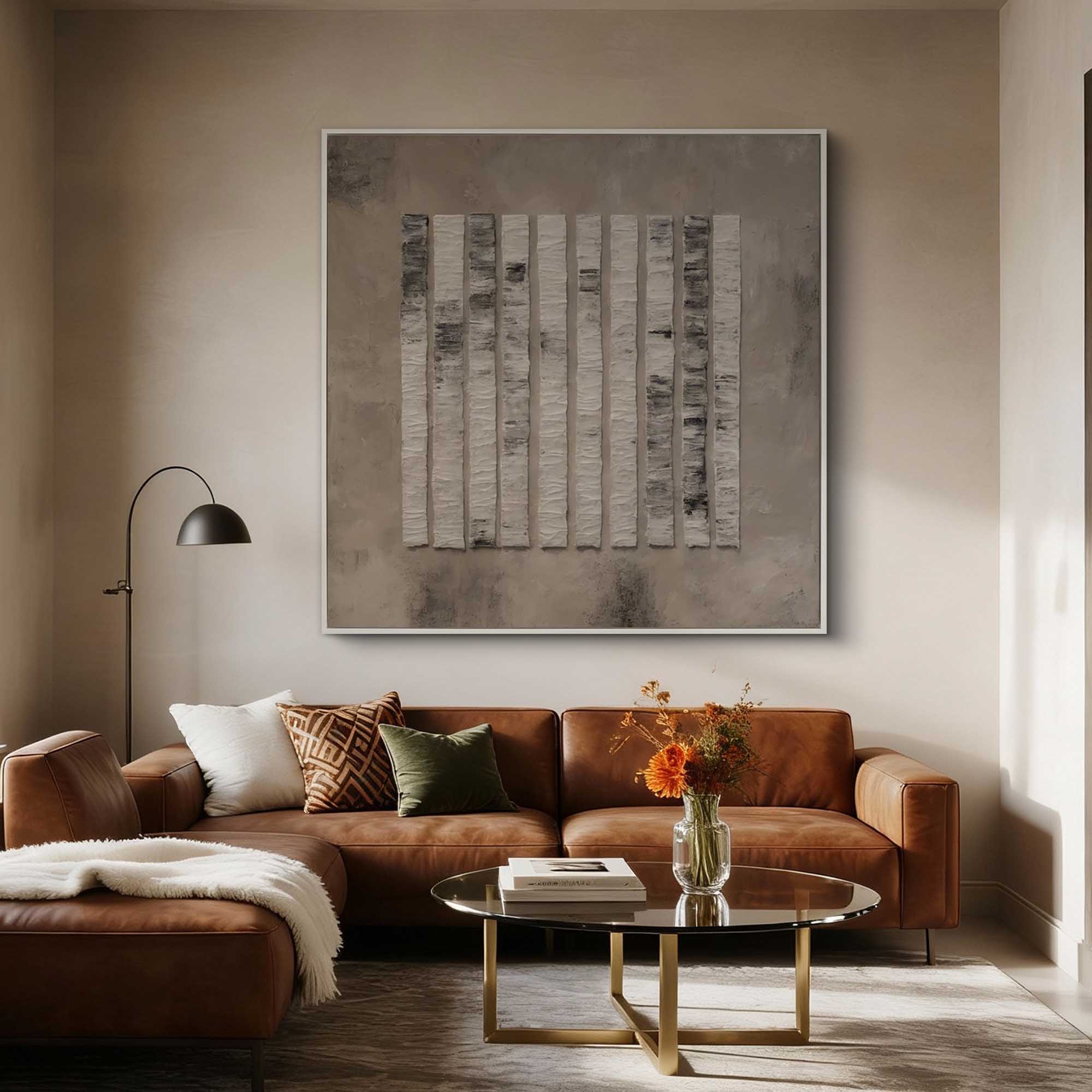 "The Rhythmic Forest" – Minimalist Vertical Heavy Impasto | 3D Hand-Sculpted Gray Relief | Luxury Industrial Abstract Wall Art #WS 230