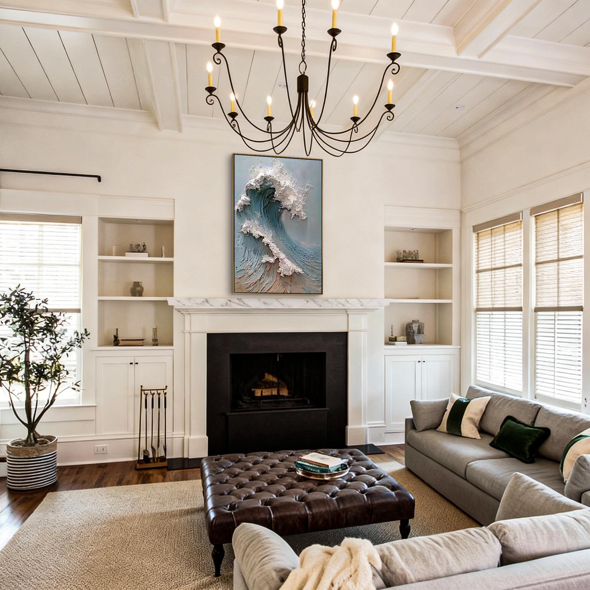 "The Great Surge" – 3D Sculptural Heavy Impasto Wave Painting | Luxury Coastal Mansion Statement Wall Art#PT 140