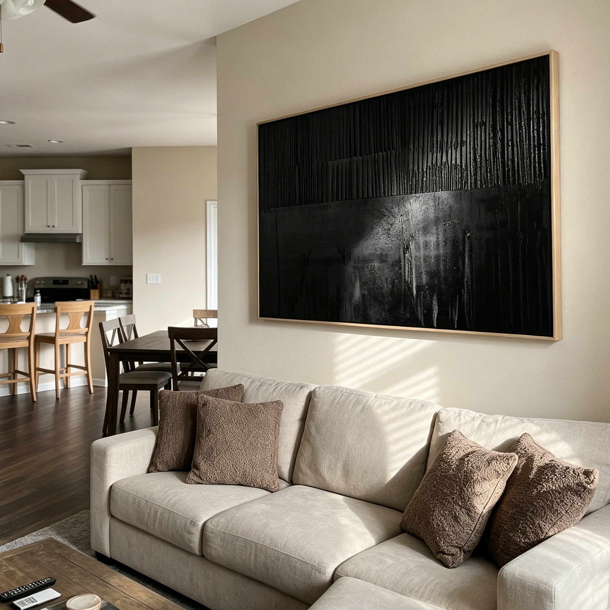 "Midnight Matrix" – Modern Dark Minimalist 3D Heavy Relief | Italian Luxury All-Black Statement Art #WS 237