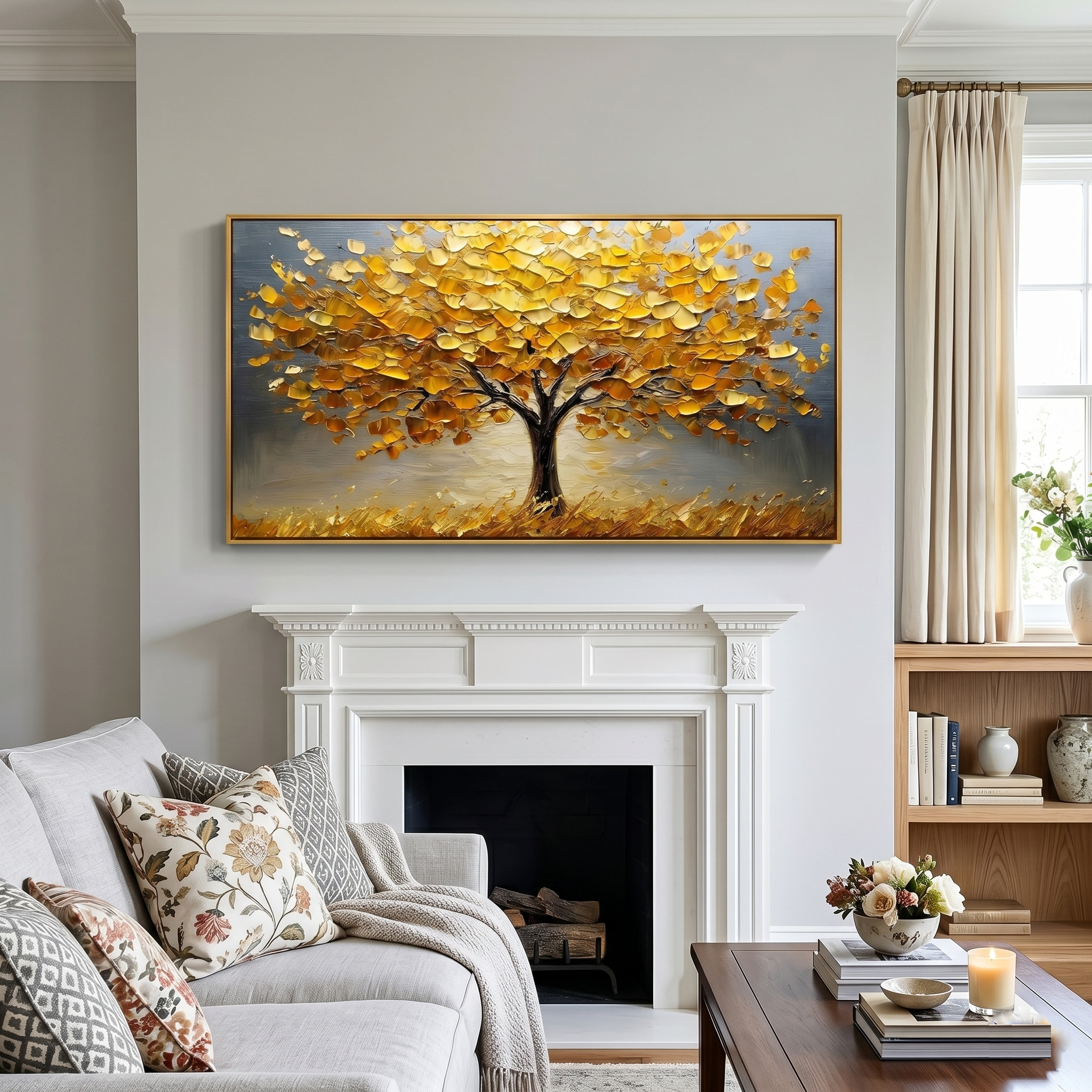 "The Gilded Heritage" – Luxury 3D Sculptural Golden Tree | Heavy Impasto Wealth & Life Statement Wall Art #LC110