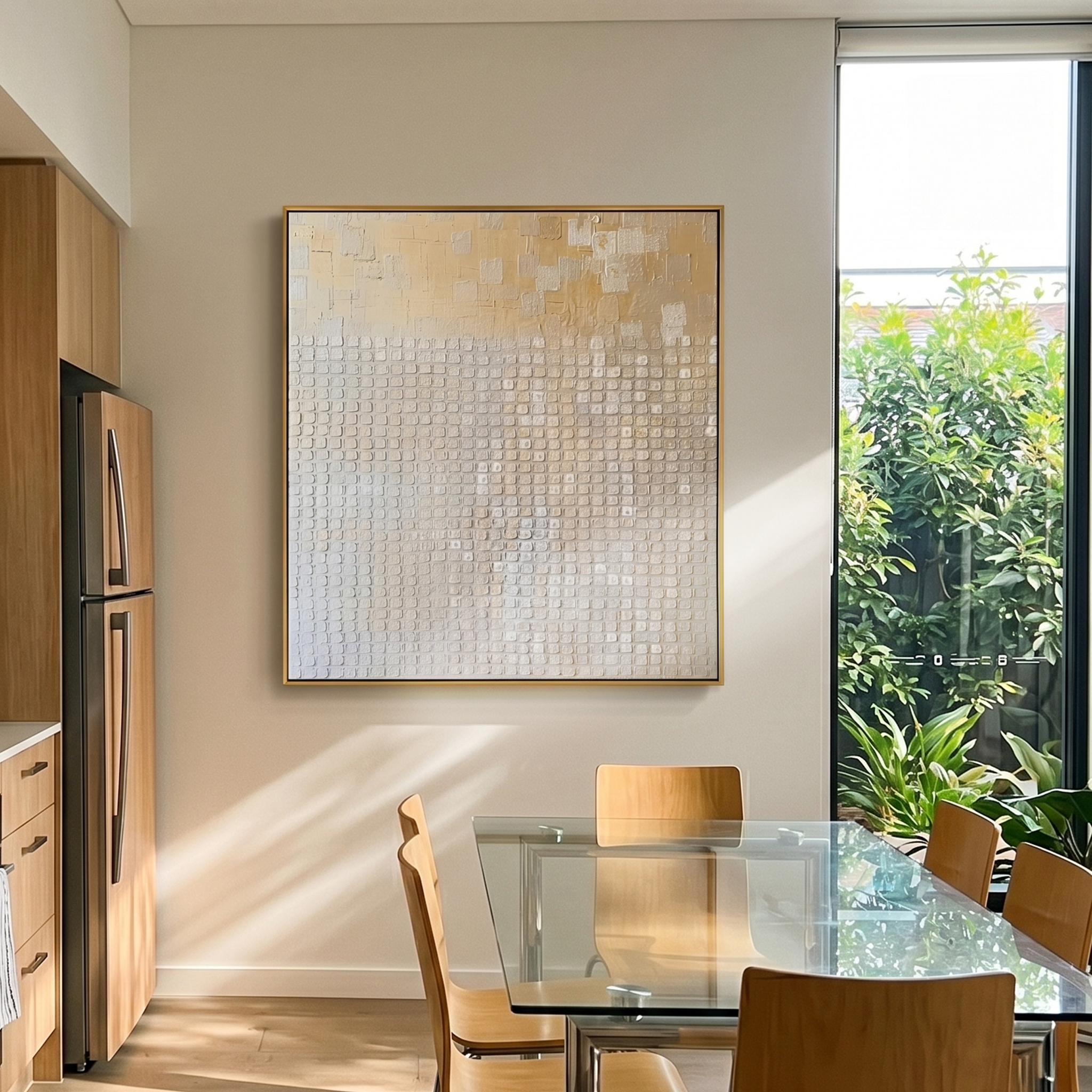 "Chronicle of Light" – Modern 3D Heavy Impasto Relief | Minimalist Champagne Gold Matrix Statement Art #WS 229