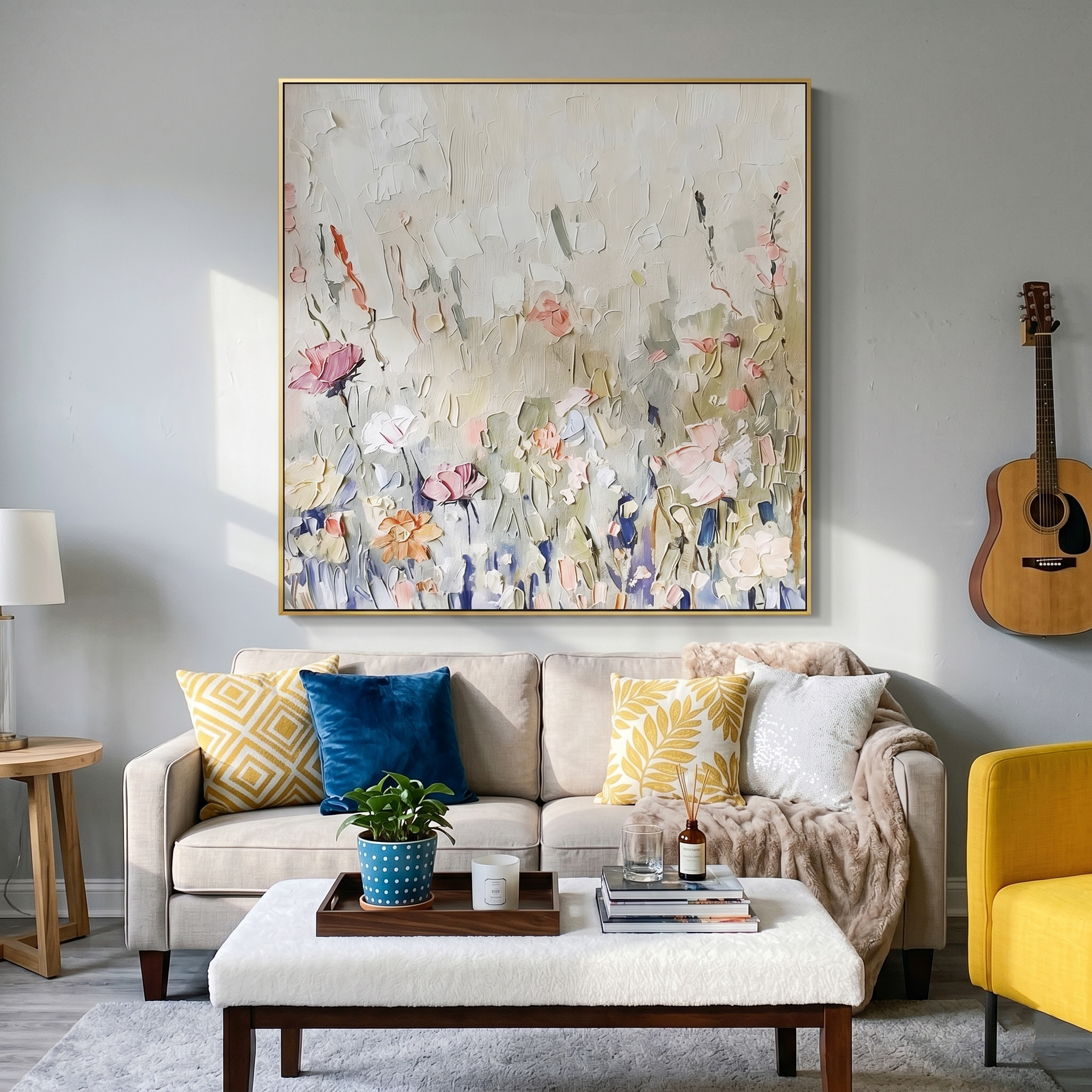 "Secret Bloom" – Modern Heavy Impasto Floral | 3D Hand-Painted Textured Wildflowers | Elegant Morandi Palette Wall Decor #PT534