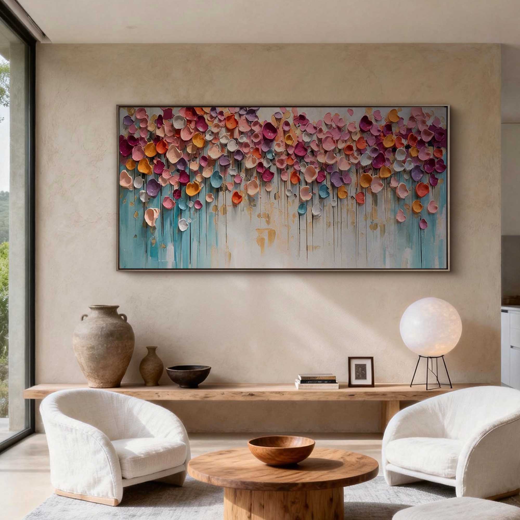 "Secret Floral Realm" – 100% Hand-Painted Heavy Texture Abstract Oil Painting | Modern Nordic Style Large Wall Art for Living Room#PT 375