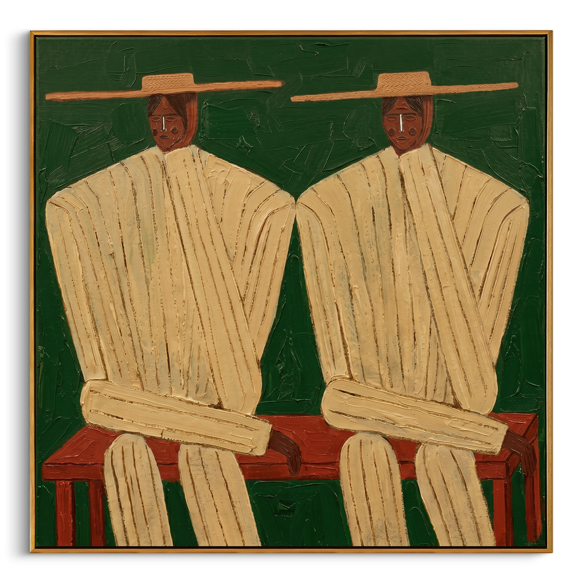 "PARALLEL SOULS" – 3D Sculptural Heavy Impasto Folk Portrait | Modern Avant-Garde Style Figurative Wall Art #PE498