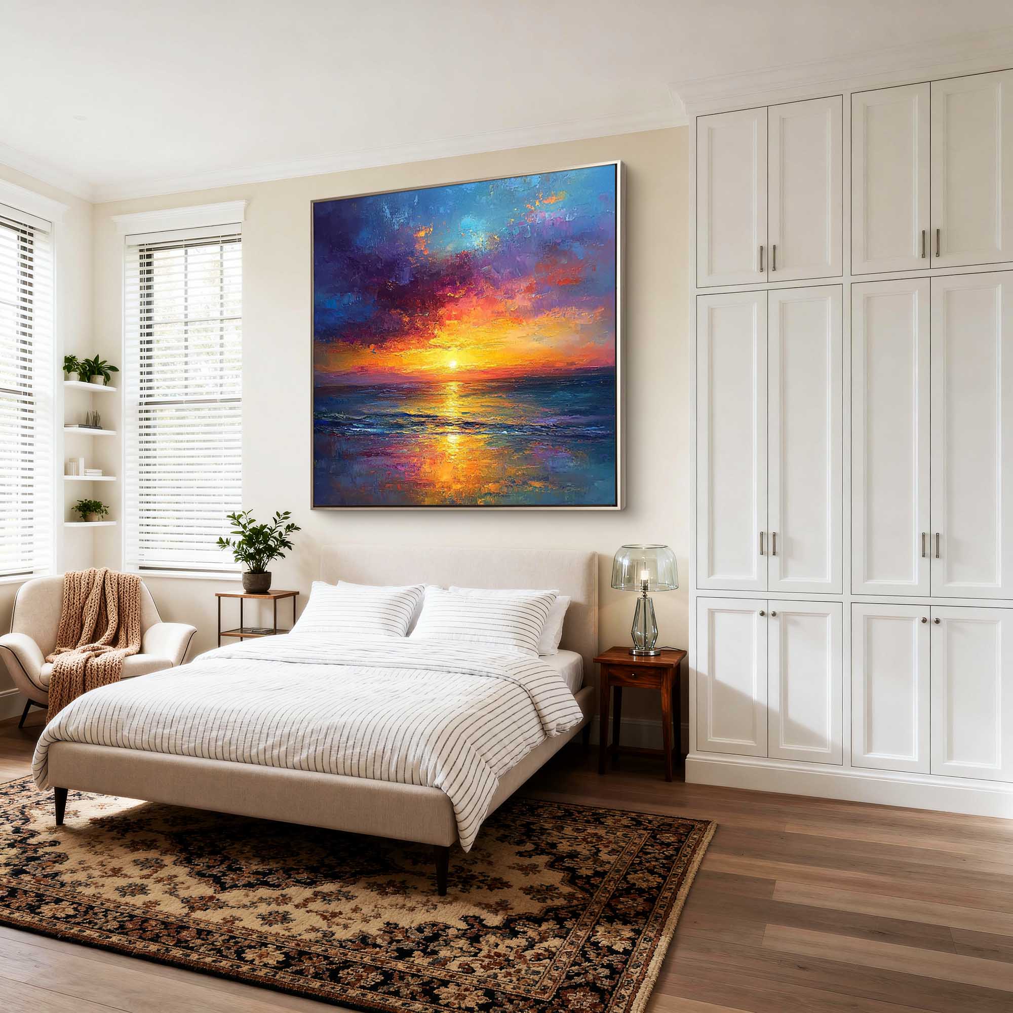 "Eternal Radiance" – Modern Impressionist Sunset Seascape Impasto Painting | Luxury Bold Statement Wall Art#BE038