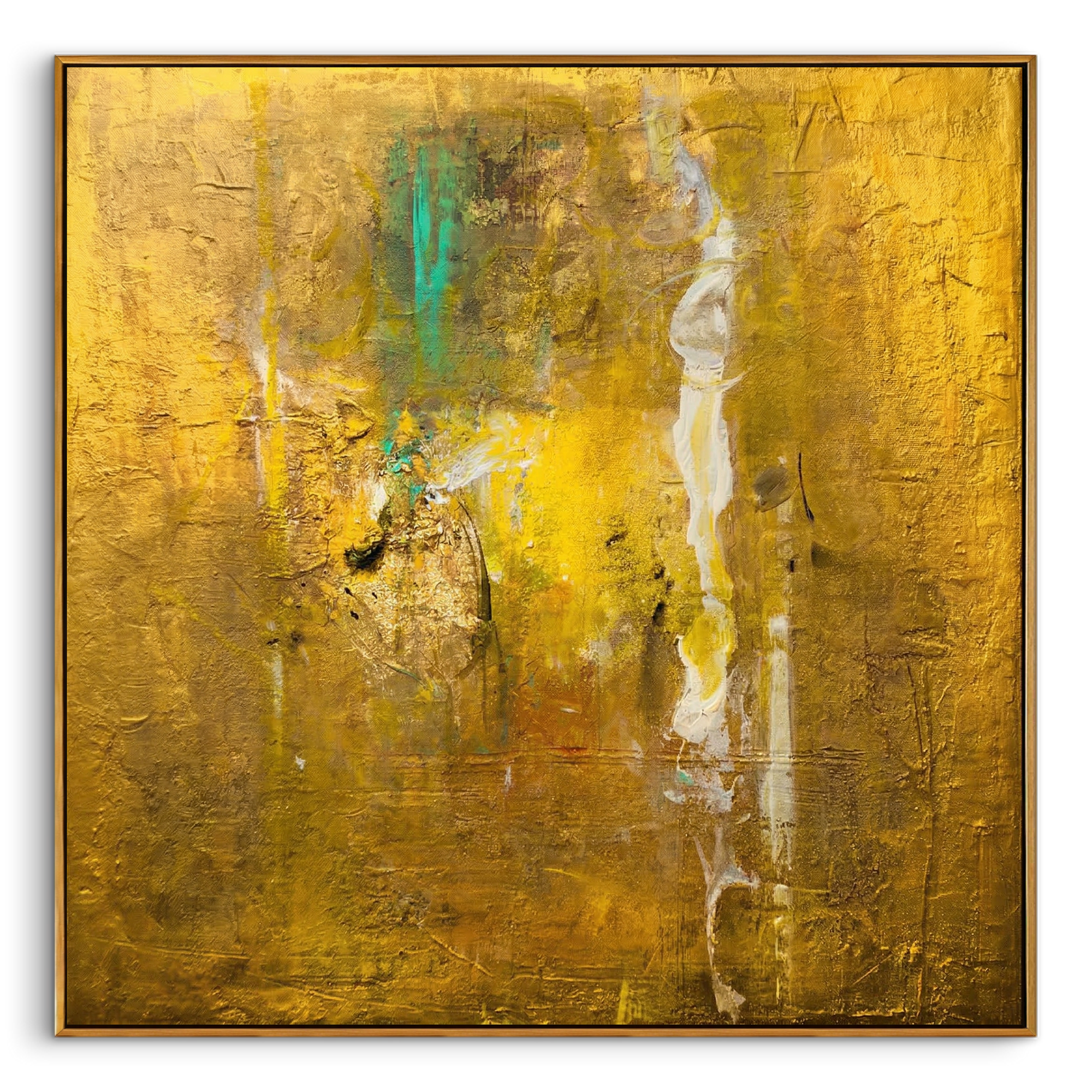 "Golden Era" – Wabi-Sabi Hand-Applied Gold Leaf Abstract Painting | Luxury High-End Textured Mansion Wall Art#AB1016